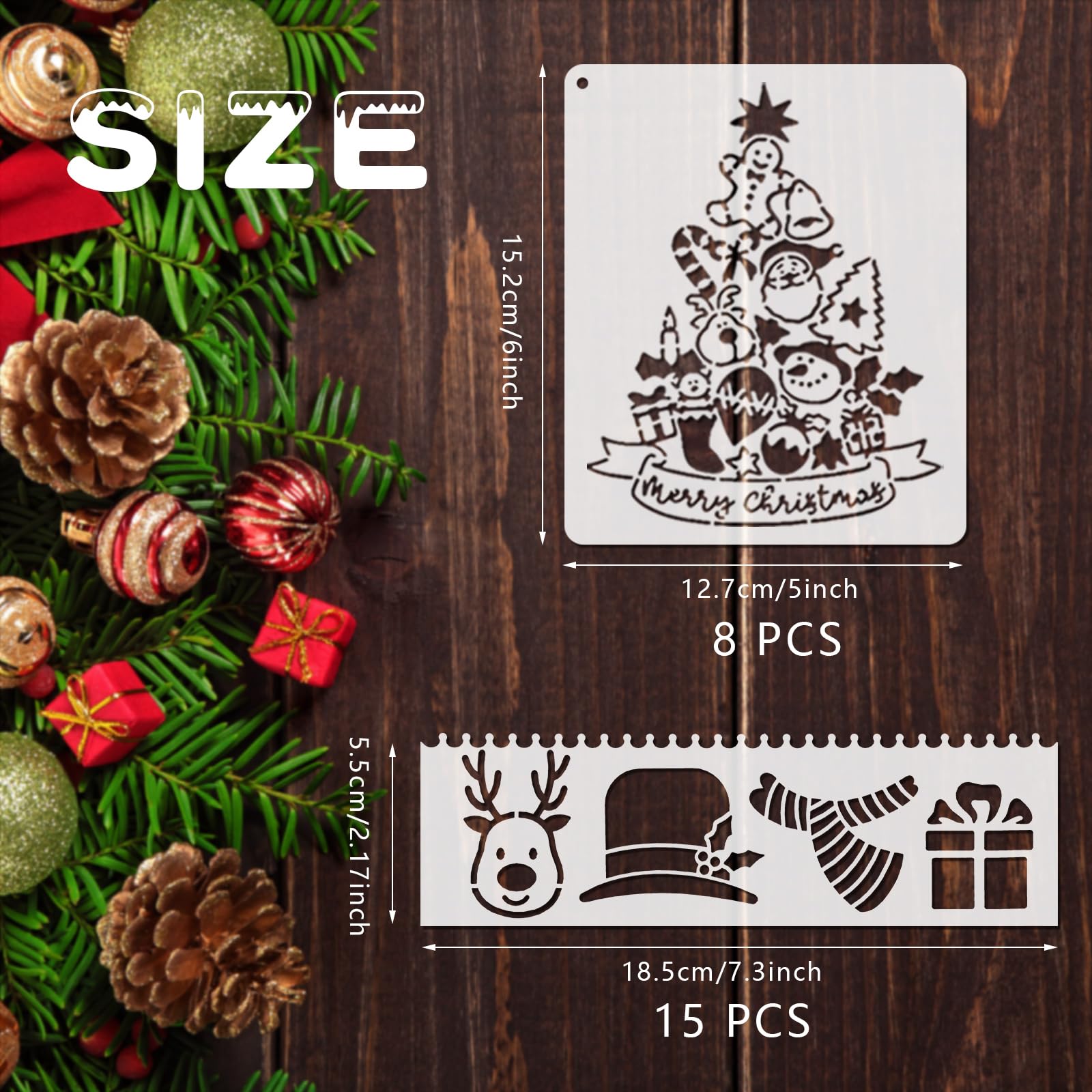 OOTSR 23pcs Christmas Painting Stencils for Craft Reusable Christmas Tree Drawing Craft Stencils DIY - Image 2