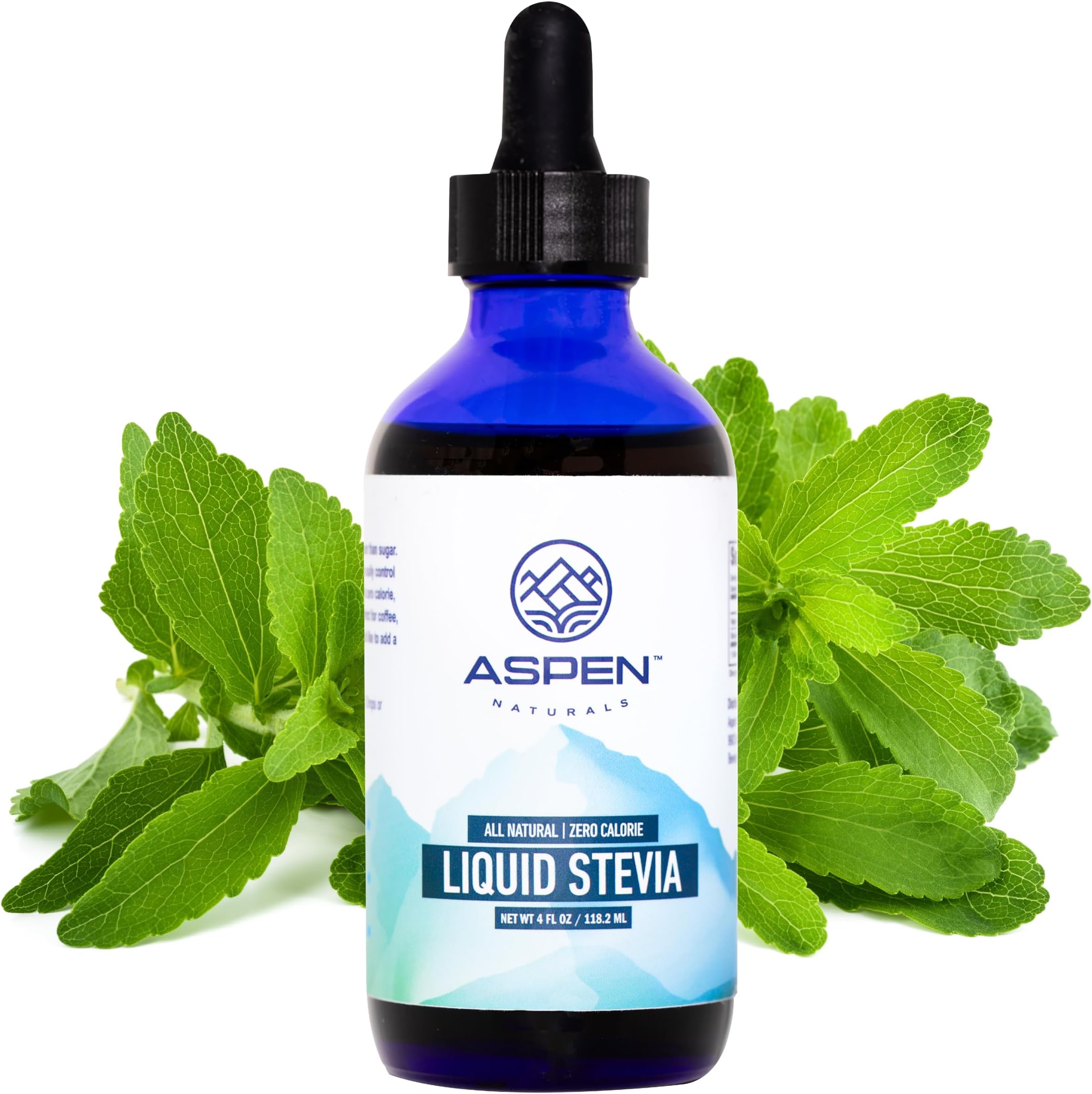 ASPEN NATURALS Liquid Stevia Drops 4 Fl Oz – Guilt-Free Natural Sweetener | No Aftertaste & Artificial Sucralose | Zero Sugar, Calories, Carbs & Glycemic Index | with Vitamin C | Keto Friendly