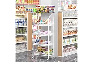 4-Tier White Rolling Metal Storage Shelves with Wheels
