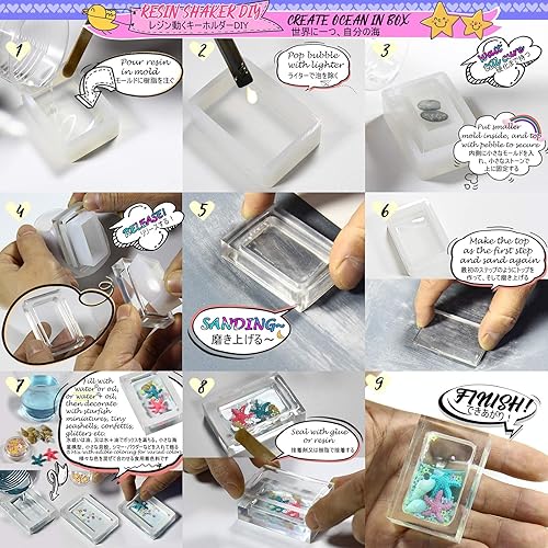 Miniatura 4 de Funshowcase Moldes de silicona de resina geométrica cuadrada y rectangular para hacer posavasos de joyería y diseño de interiores, 11 unidades