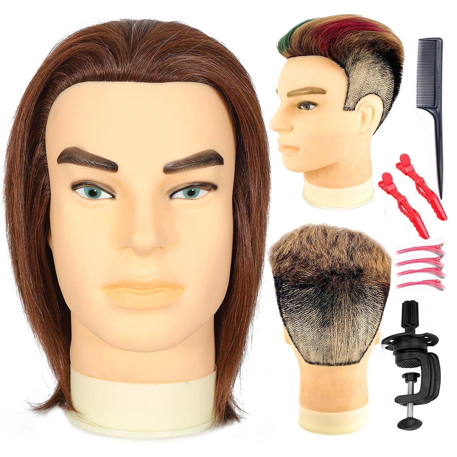 12" Barber Mannequin Head Male 100% Real Hair Mannequin Head