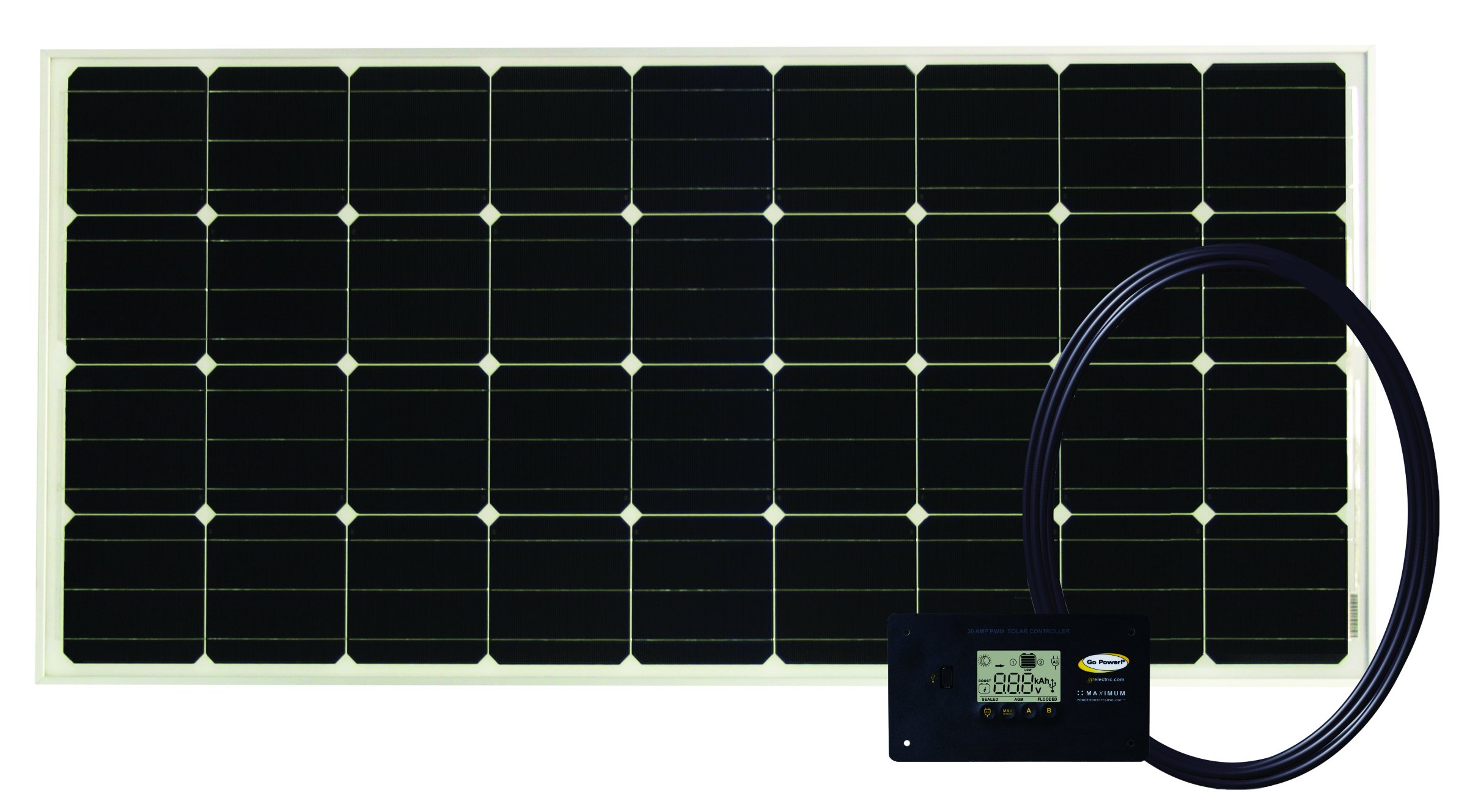 Go PowerOverlander 200W Solar Kit with 30-amp Solar Controller, Black