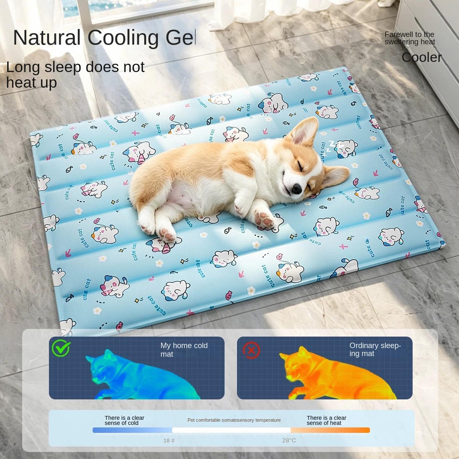 Tappetino Rinfrescante per Cani Cuscino in Gel Impermeabile Portatile | Rinfrescante per Cani per Interni ed Esterni, , Caldo, Cuccioli, Gatti, Cuccia, Divano, Auto