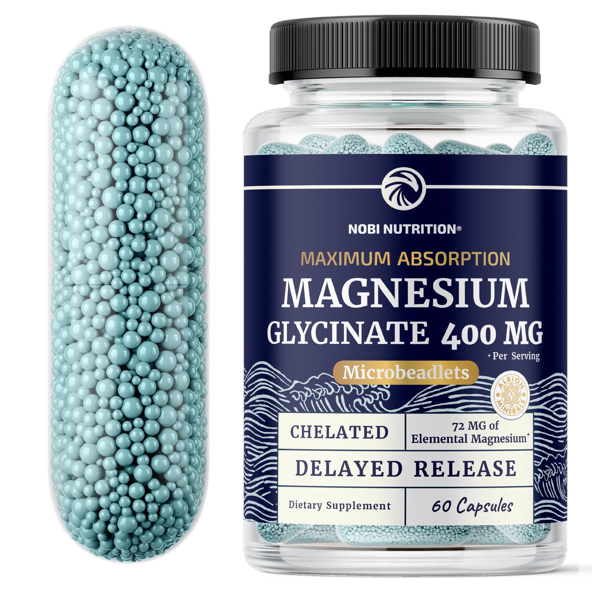 Magnesium Glycinate 400mg | High Absorption Magnesium for Sleep, Calm, Muscle Relaxation, Heart, Bone & Nerve Support for Women & Men | Advanced