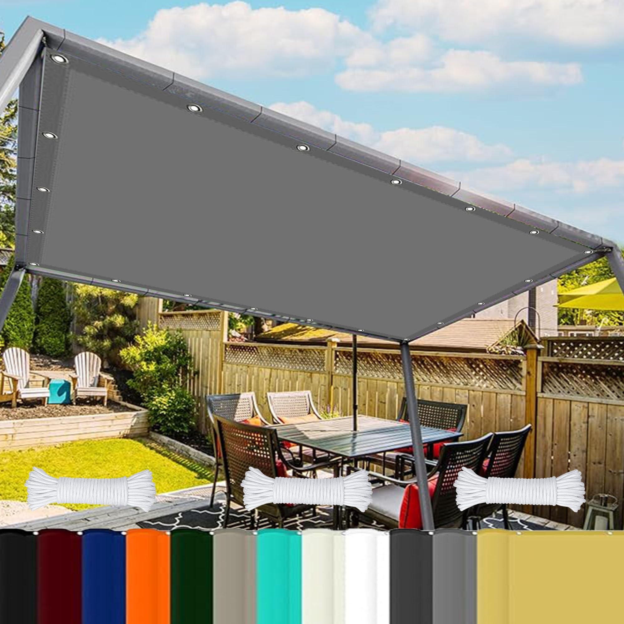 GJZQDKX Waterproof Pergola Cover 0.8 x 7.5 m UV Protection Shade Net Wind-Resistant Polyester Tarp for Outdoor Spaces Pools & Parties Light Gray Outdoor Canopy.