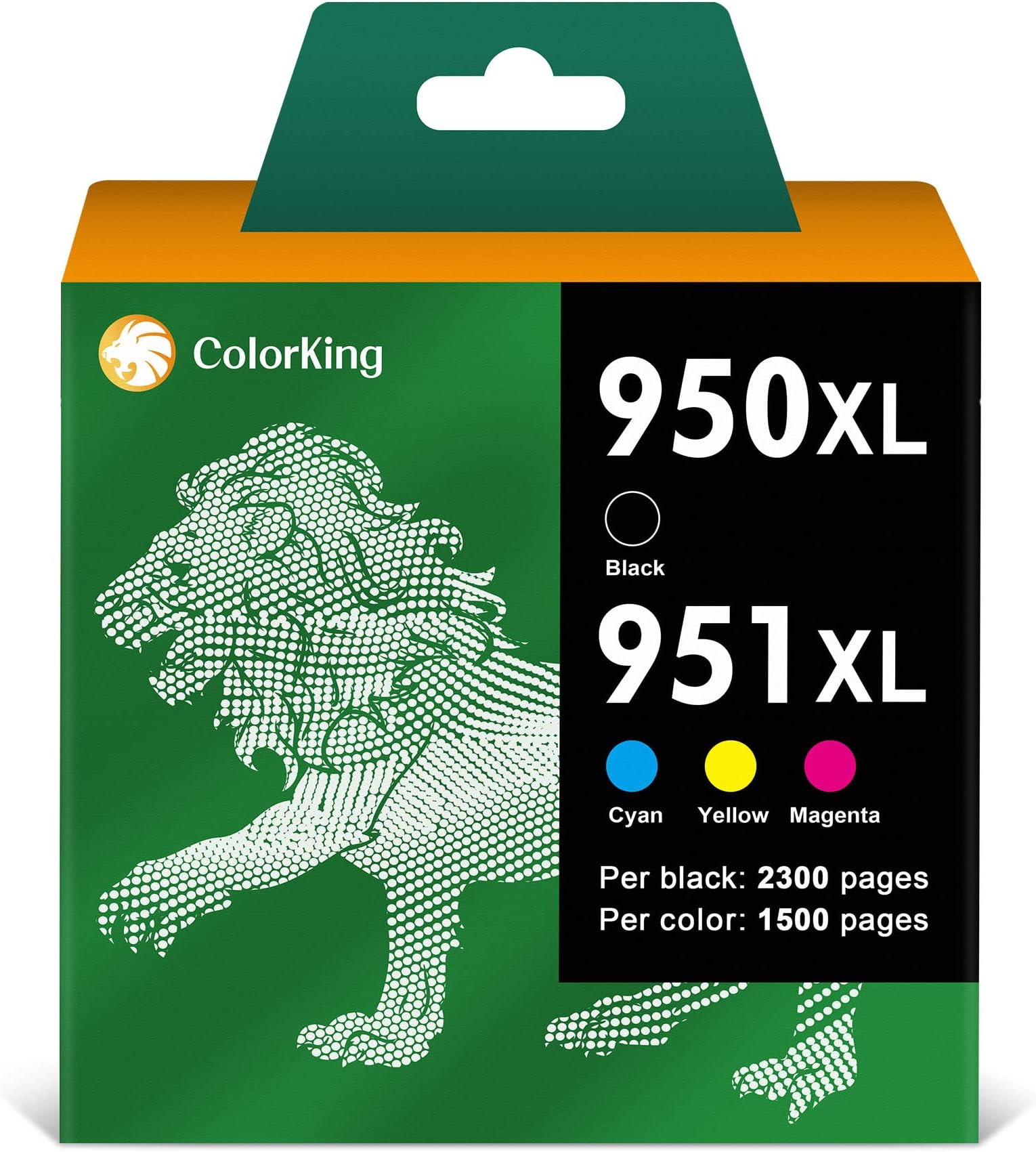 ColorKing Remanufactured 950XL 951XL Ink Cartridges Replacement for HP 950XL 951XL Combo Pack for HP Officejet Pro 8600 ink 8610 8620 8100 8615 8616 8625 8630 (1 Black, 1 Cyan, 1 Magenta, 1 Yellow)
