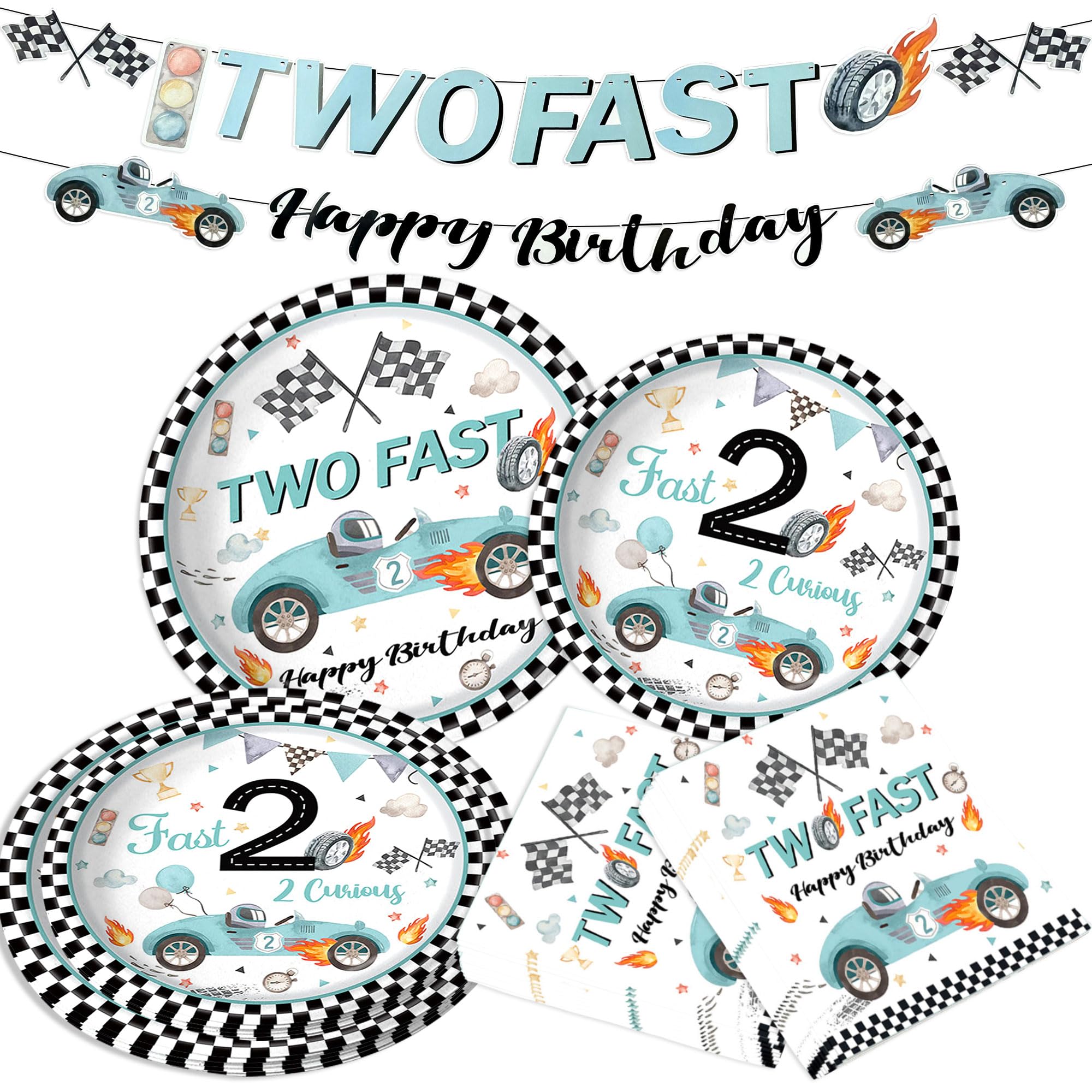 Thirty and Thirsty 42 zi di utensili per festa di compleanno a tema auto da corsa per ragazzi con striscione buon compleanno forniture festa piatti di carta salviette tovaglia per 10 ospiti