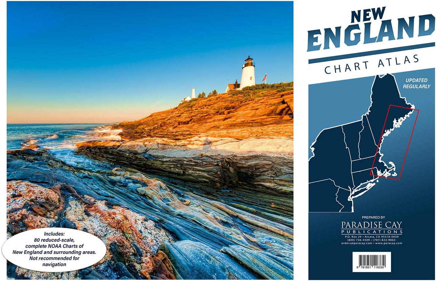 Paradise Cay Publications New England Chart Atlas (12 x 18 Spiral-Bound Book of Reduced-Scale NOAA Charts)