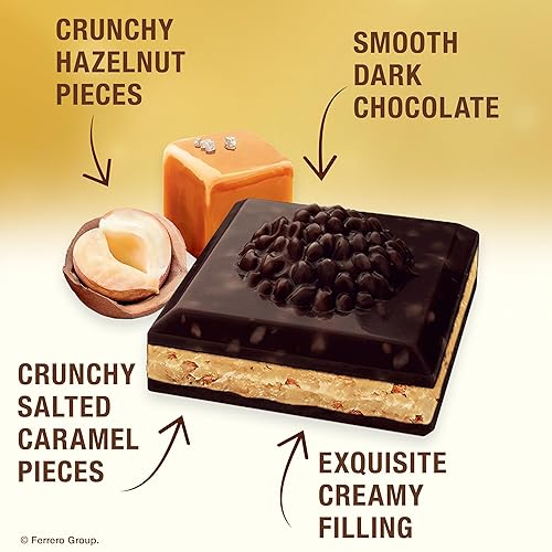 Miniatura 4 de Ferrero Rocher Barra de chocolate premium, 55% chocolate amargo avellana y caramelo salado crujiente, 8 unidades, 3.1 onzas