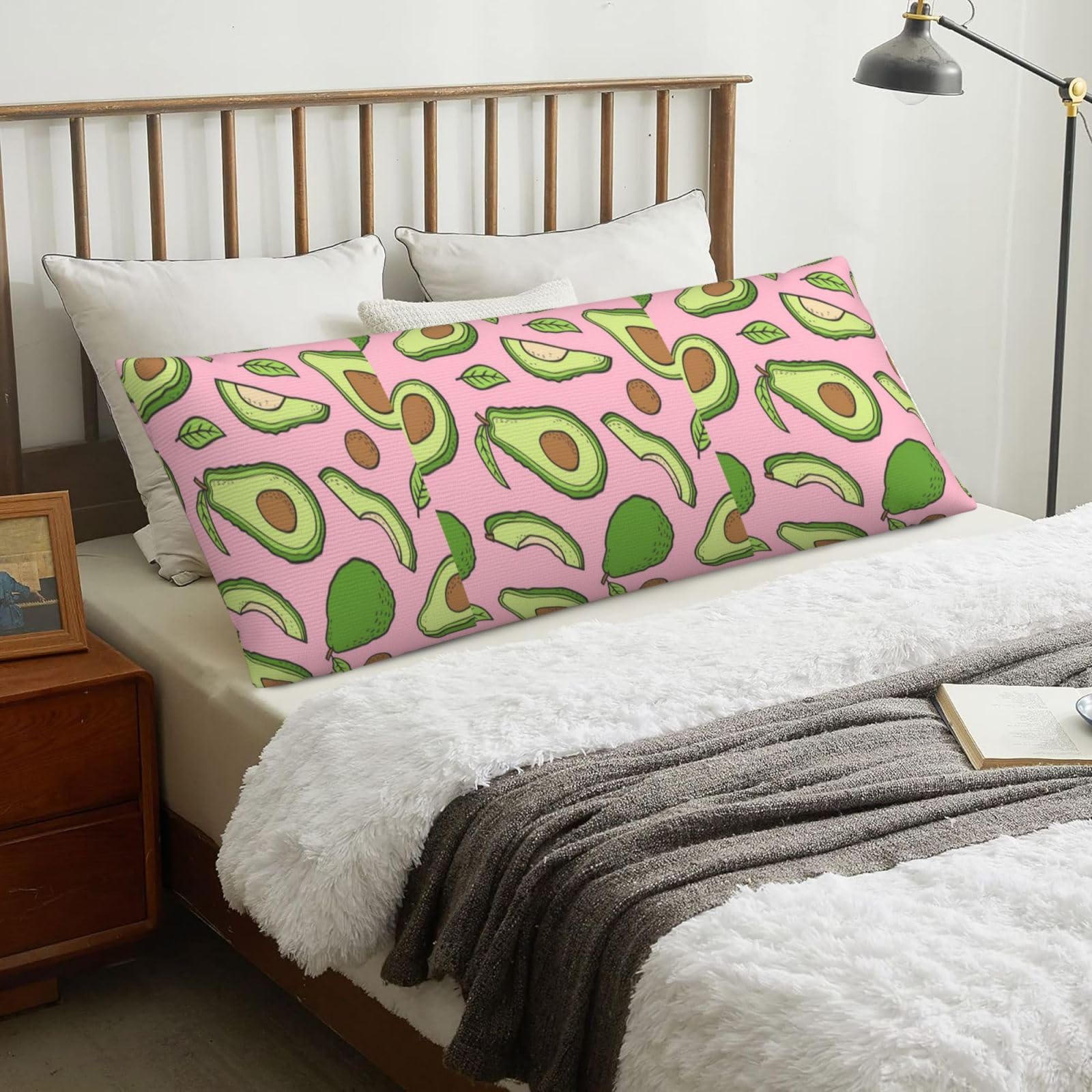 Avocado Pattern, Body Pillow Cover with Zipper,Long Body Pillowcase 20 x 60 in