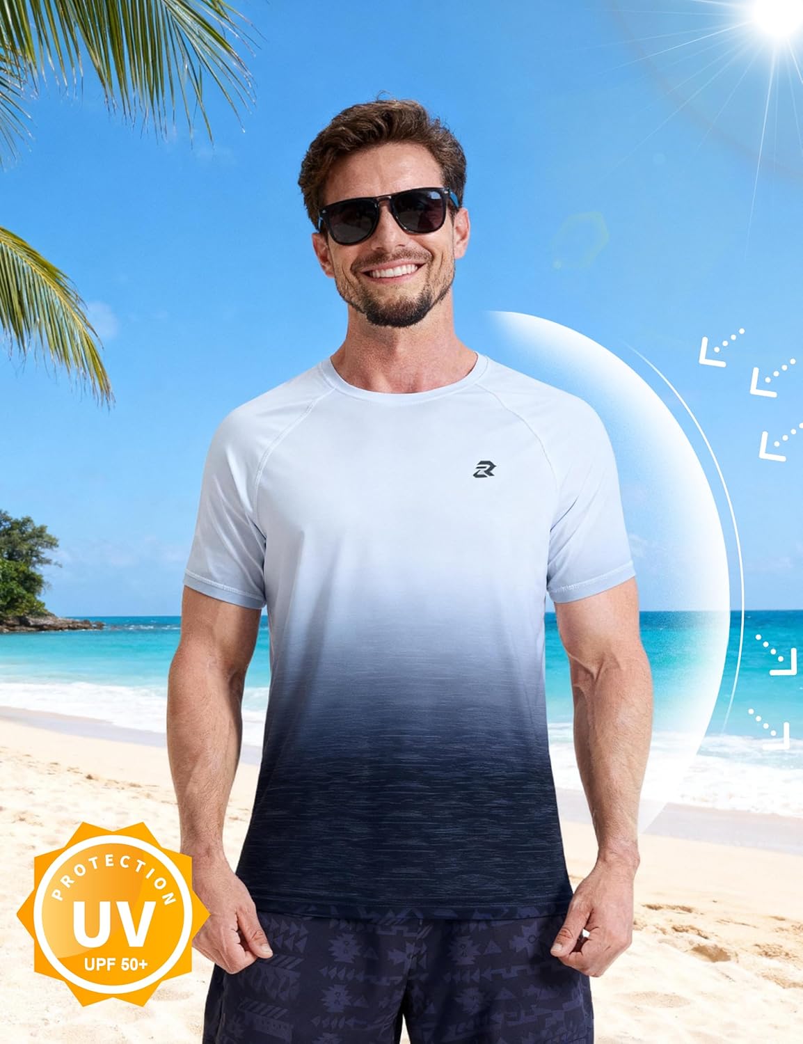 EZRUN Men's Swim Shirts UPF 50+ Sun Protection Rash Guard Quick Dry Summer Workout Gym Causal T-Shirts - Image 4