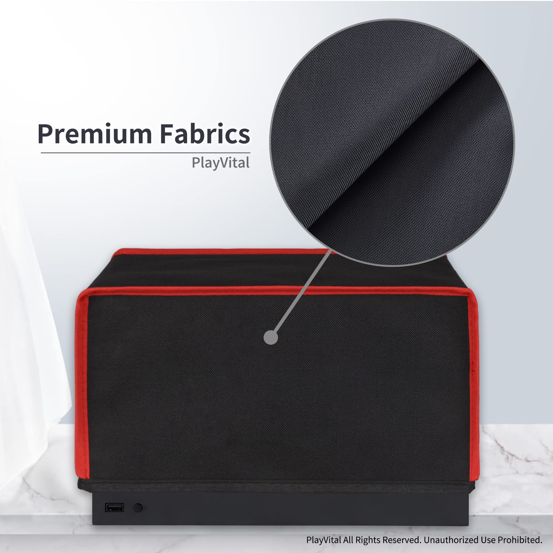 PlayVital Protection pour Xbox Series X Housse Anti-Poussière,Cover Protege pour Xbox Series X Console Accessoires Cache Poussière Nylon,Noir&Rouge-Horizontal