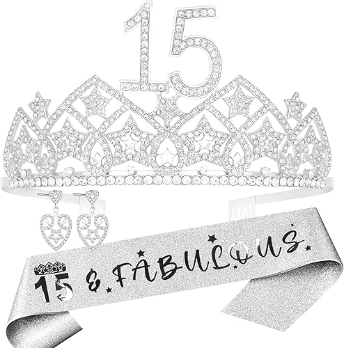 HnoonZ Decoraciones de cumpleaños número 15 para niñas, feliz cumpleaños 15, decoraciones de cumpleaños de 15 años, regalos de cumpleaños 15 para