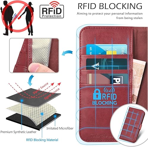 Miniatura 3 de TUCCH Funda para iPhone 11 Pro, cartera magnética apagado automático Ranuras de protección RFID para tarjetas funda interior de TPU a prueba de