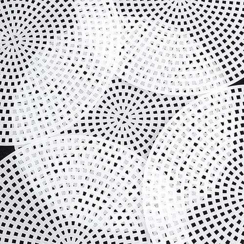 Miniatura 22 de SEWACC Kits de bricolaje, 30 hojas de malla de plástico para bordar, lona redonda blanca para manualidades de hilo acrílico, proyectos de punto