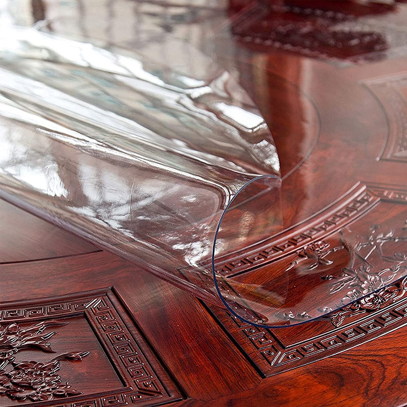 Protector de mesa redondo transparente de 40 a 160 cm de diámetro, 2 mm de grosor, PVC, impermeable, para mesas de comedor, tamaño personalizado, protección de pantalla sin olor