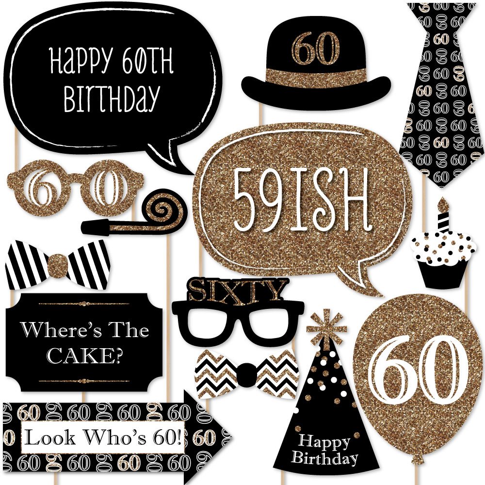 Wanna Party 60th Birthday Photo Props - 20 Pieces (Black) (B07TGKC3P6) Amazon Price History, Amazon Price Tracker
