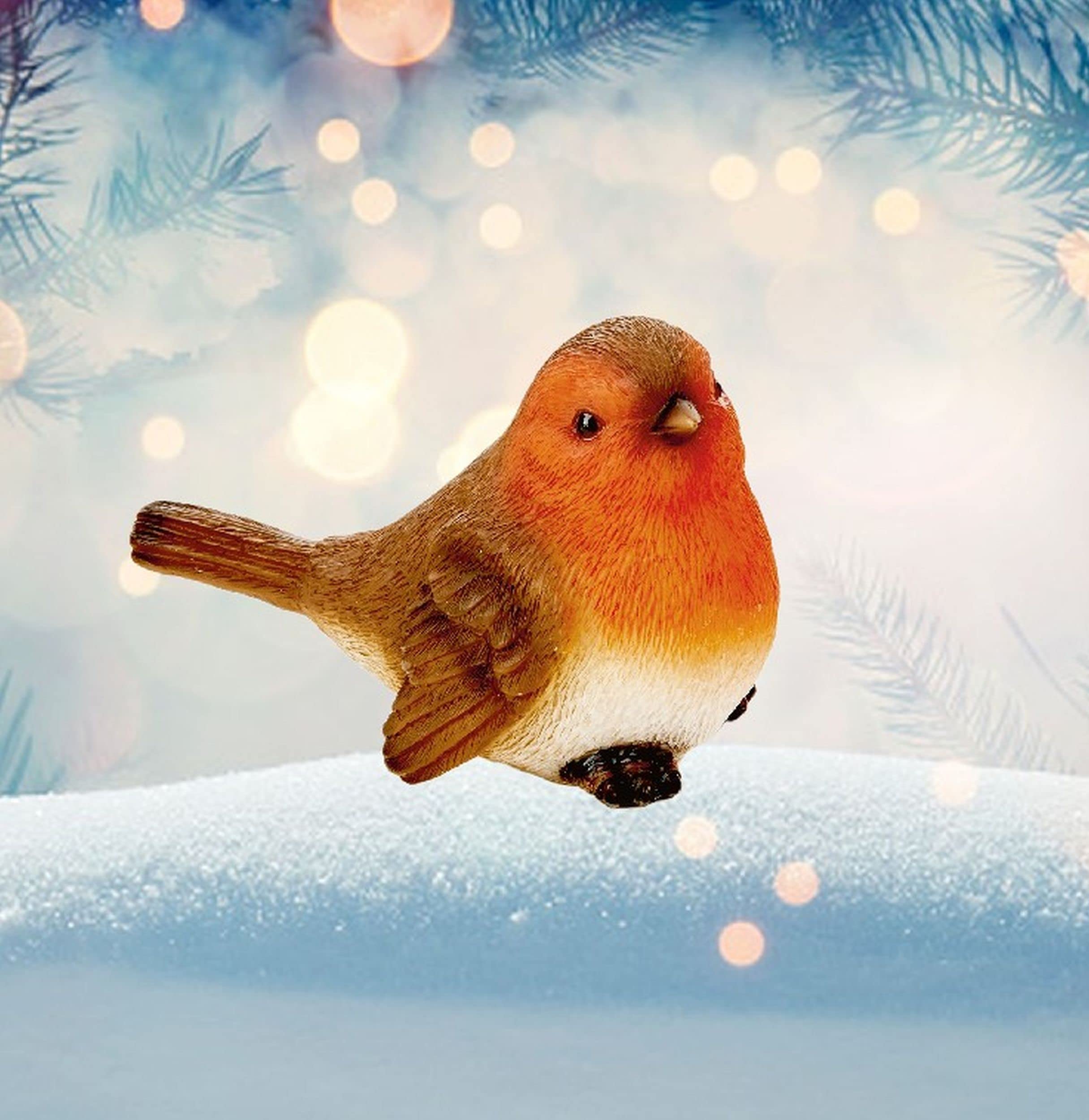 Christmas 10cm Robin Ornament Polyresin Ideal for Garden or Room Decoration