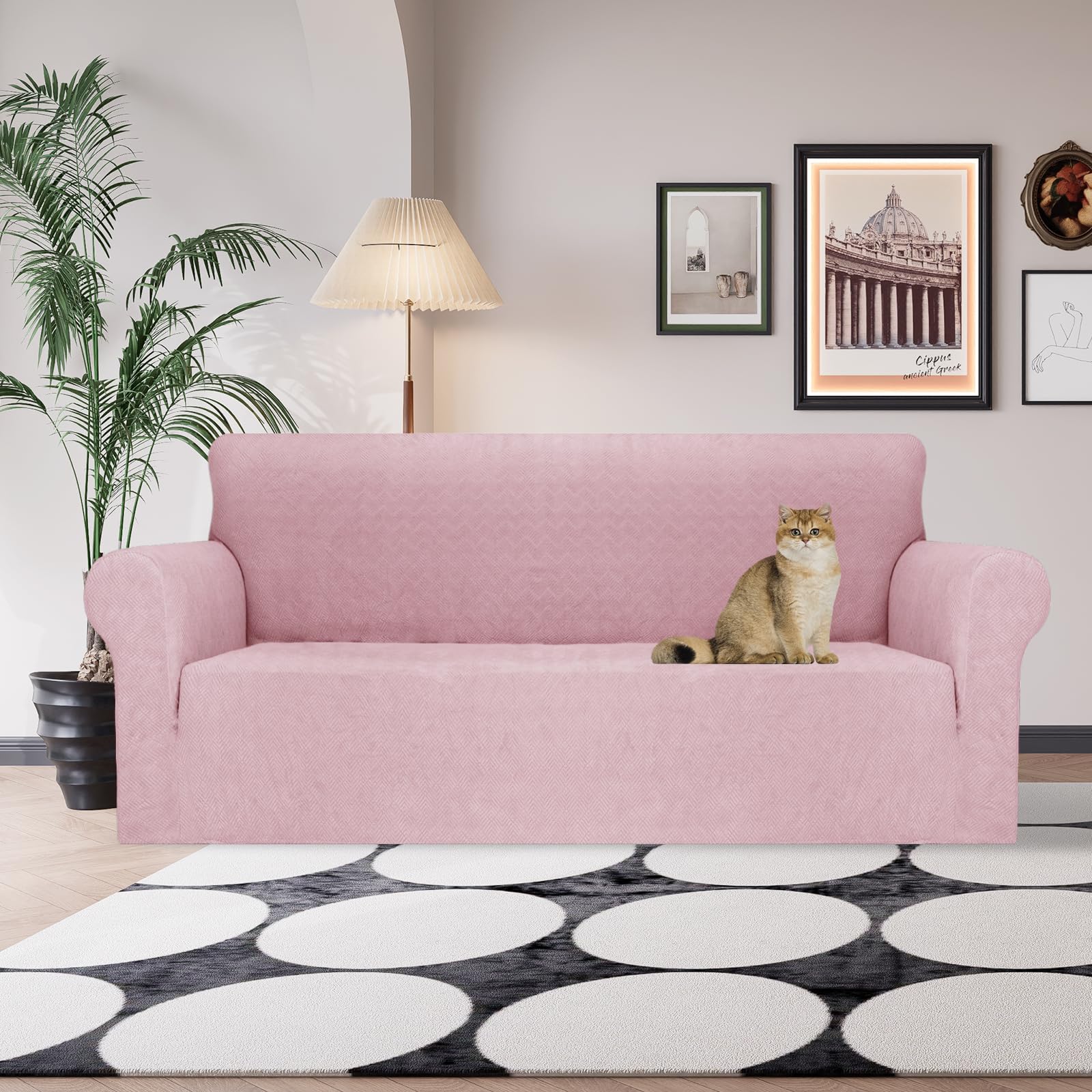 Copridivano 3 Posti YSTELLAA - Elasticizzato, Jacquard, Antiscivolo, Colore Bordeaux - Foto 2