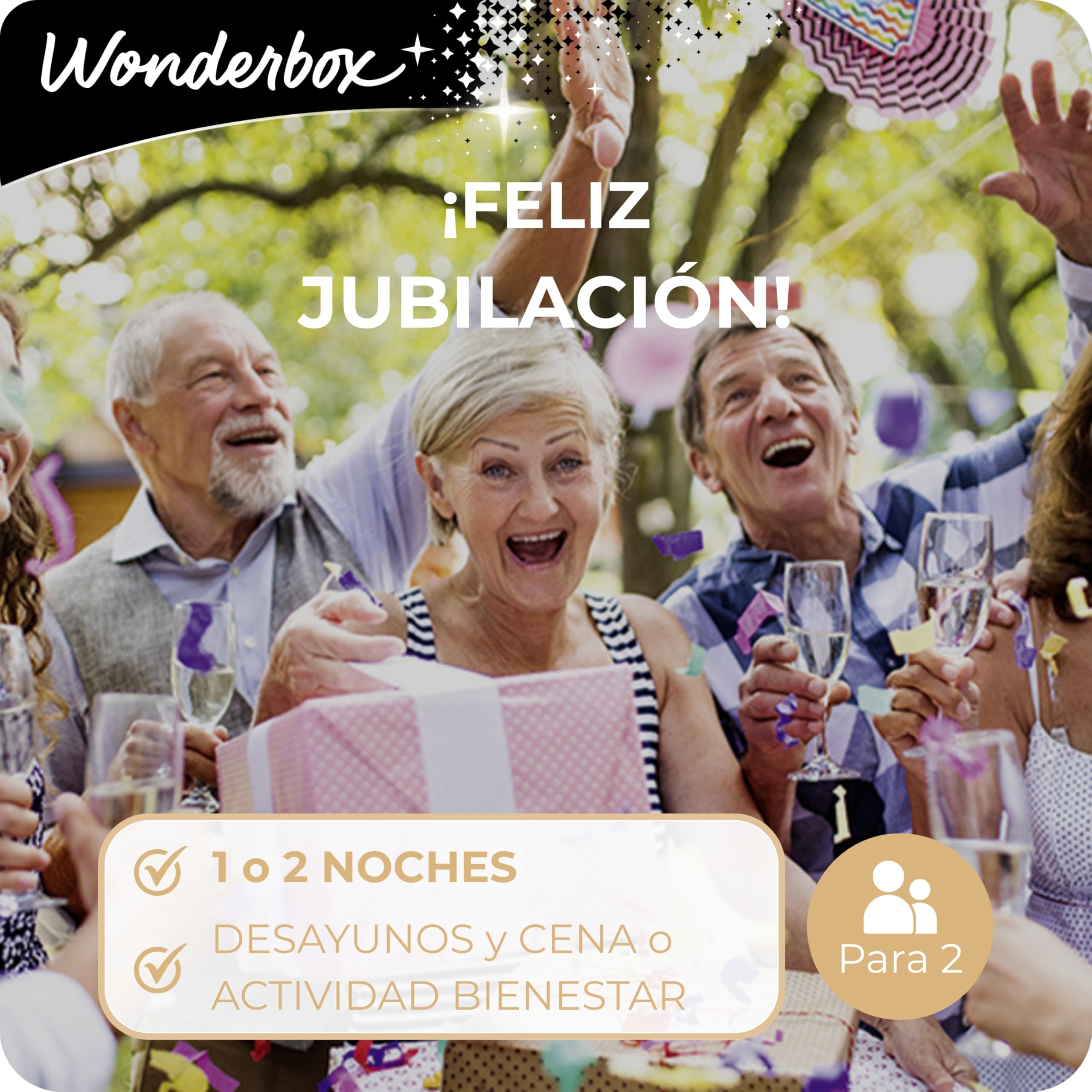 WONDERBOX - Caja Regalo - Feliz Jubilación - 3500 estancias en España y Europa: hoteles de 5 Estrellas, Palacios, monasterios, cortijos… - Ideas Regalo Original para Mujer Hombre