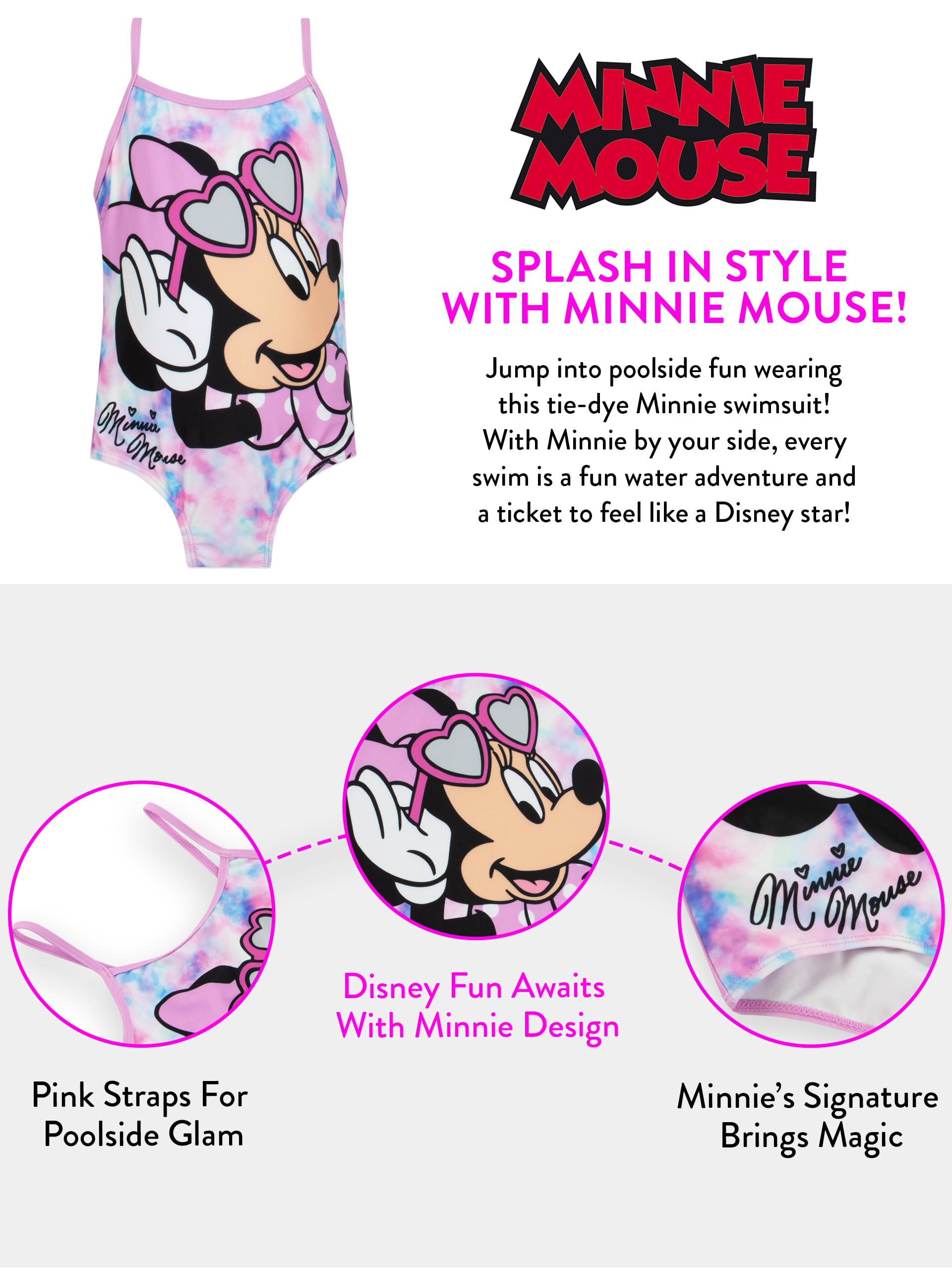 Kostium Kąpielowy Disney dla Dziewczynek | Kostium Kąpielowy Dla Dziewczynek Minnie Mouse | Jednoczęściowy Dla Dziewczynek