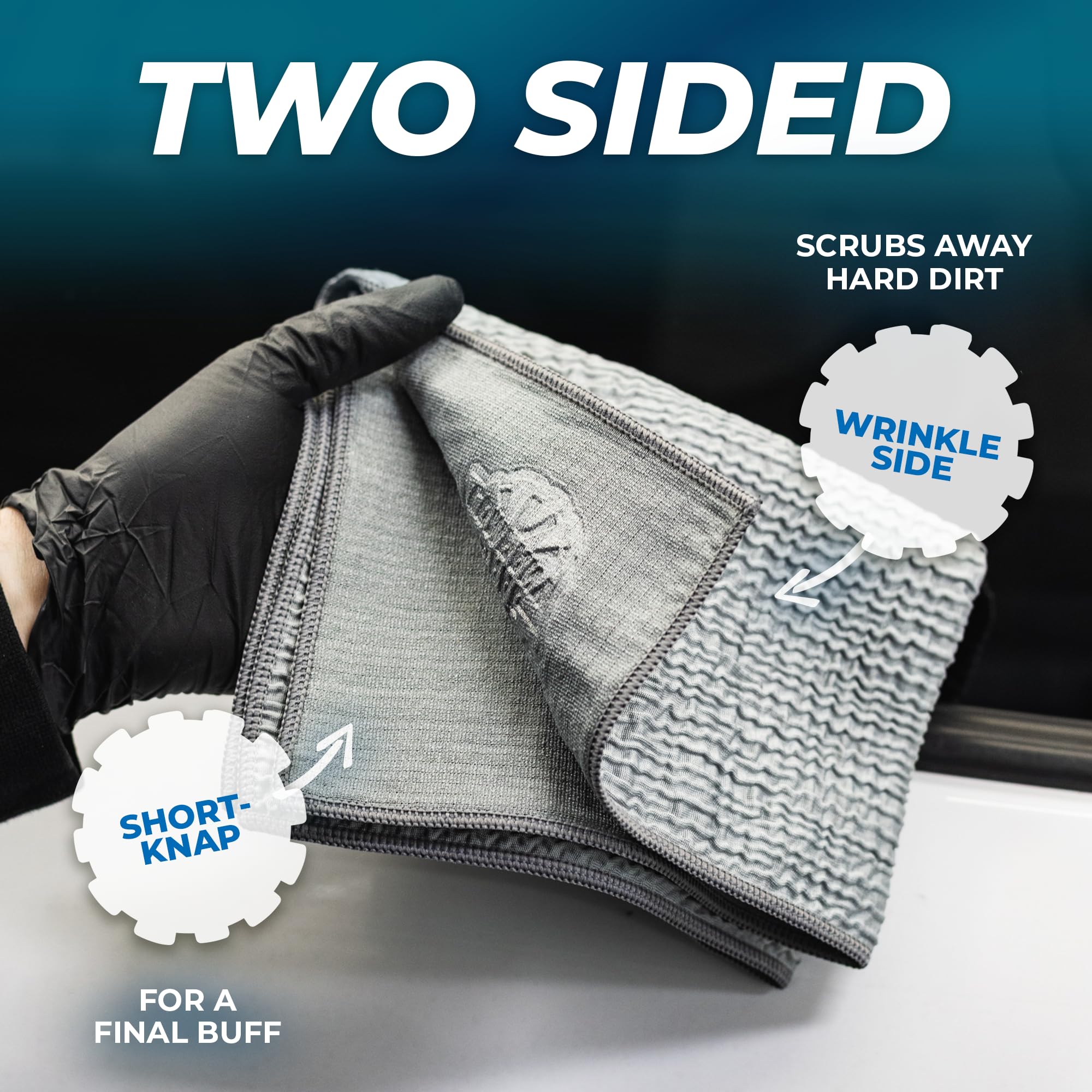 The Rag Company - Wrinkle Glass Towel - Professional 500 GSM Microfiber Window Cleaning Wipes, Streak-Free Double Sided Design, 16" x 16", 3-Pack (South Korea) - 3