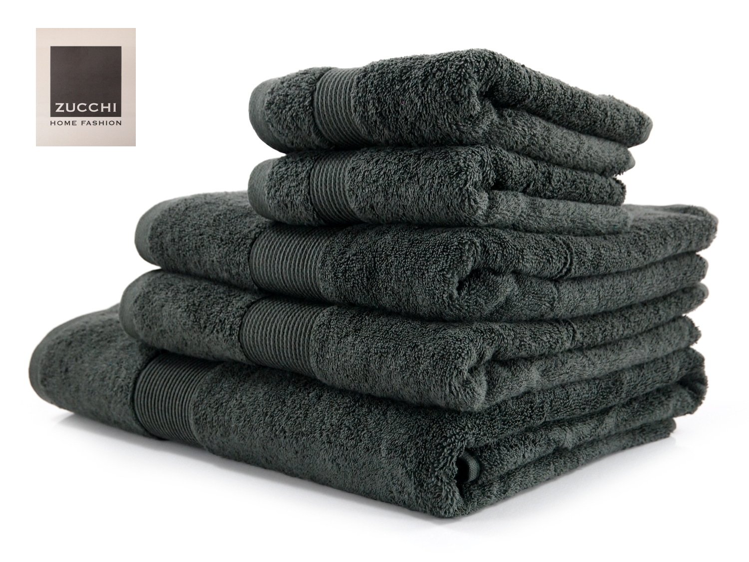 Zucchi Set Asciugamano 5 Pezzi Home Fashion 1715 Asfalto + tavoletta Profumo Biancheria per armadi by biancocasa