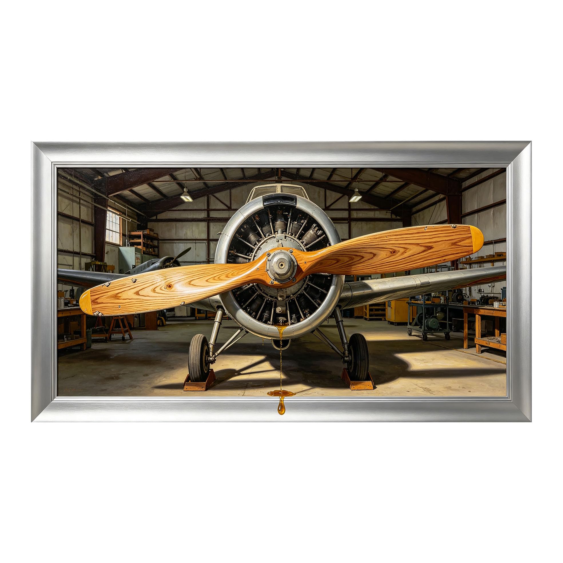 Yzpallescene 3D Framed Wall Art 50cm×100cm Vintage Aviation Aircraft Propeller Industrial Realistic Mural Large Size SelfAdhesive Removable Wall Decor Prints Artwork for Living Room Bedroom Office