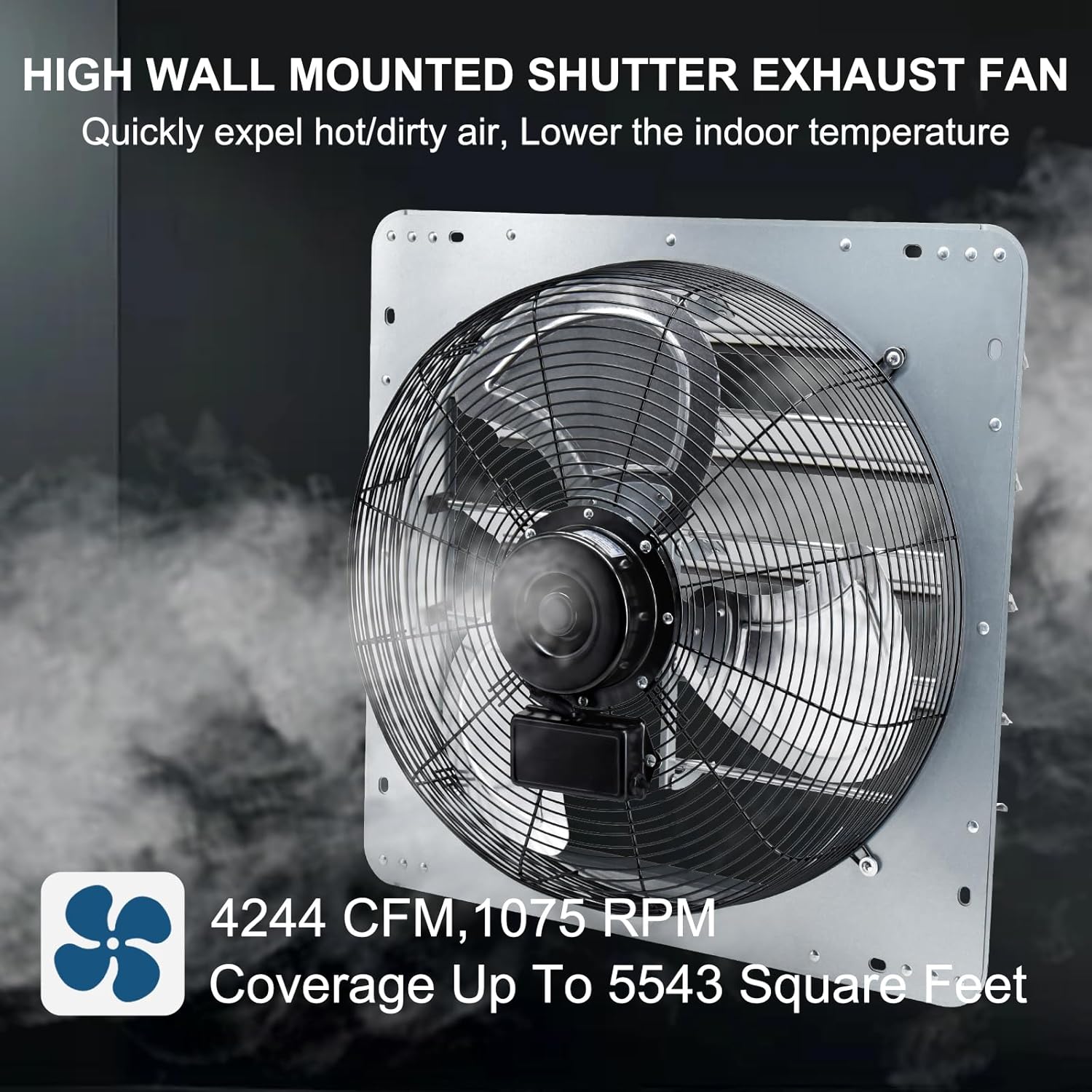 Criditpid 24 Inch Wall Mounted Shutter Exhaust Fan with ON/OFF Switch, High-Speed, Low-Noise Pure Copper Motor, Wall Exhaust Fan for Gable, Shed, Garage, Greenhouse, Kitchen, Attic, 4244 CFM, 1075 RPM
