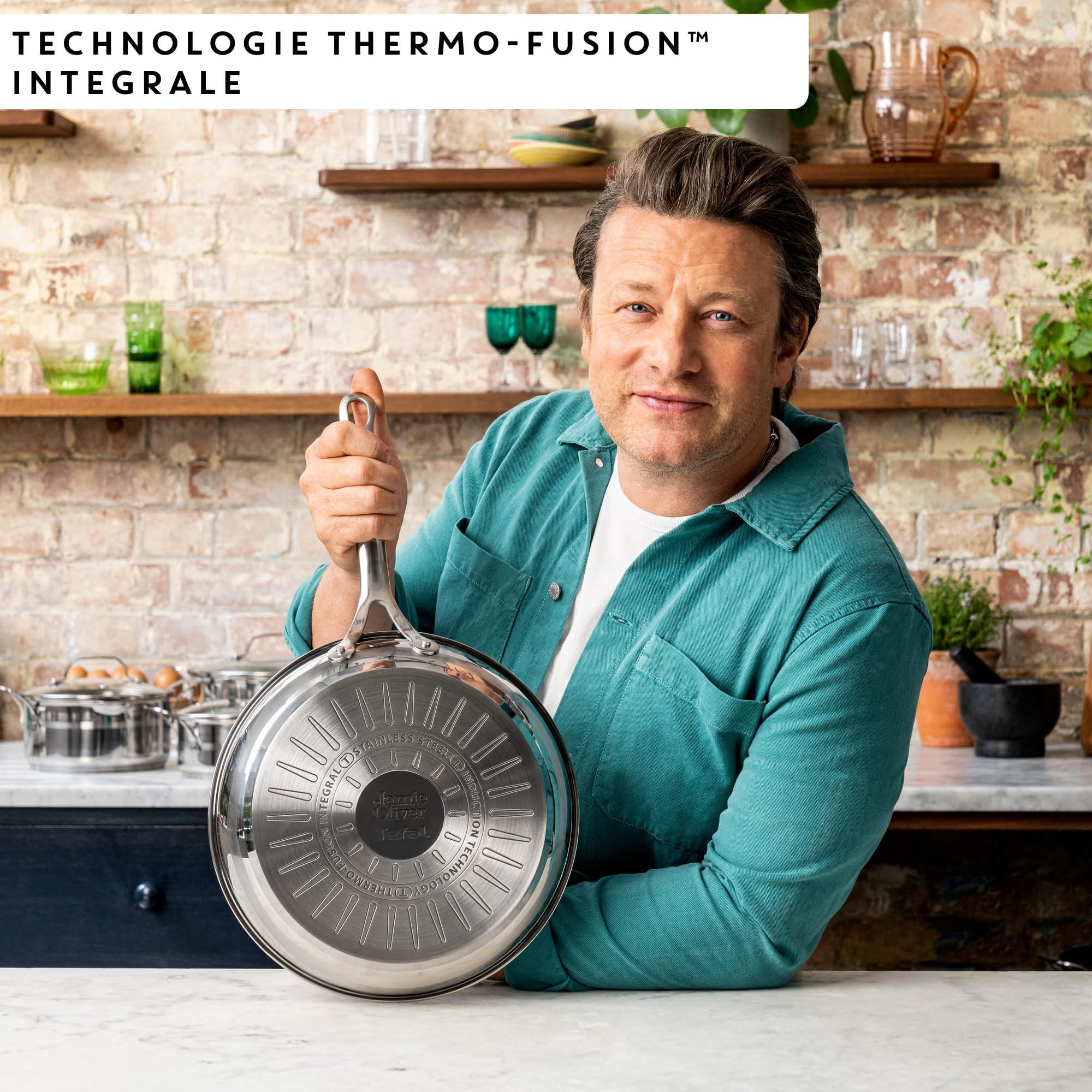 Tefal Jamie Oliver Cook' Smart, Poêle 24 cm, Inox, Induction, Robuste, Poignée rivetée, E3110455