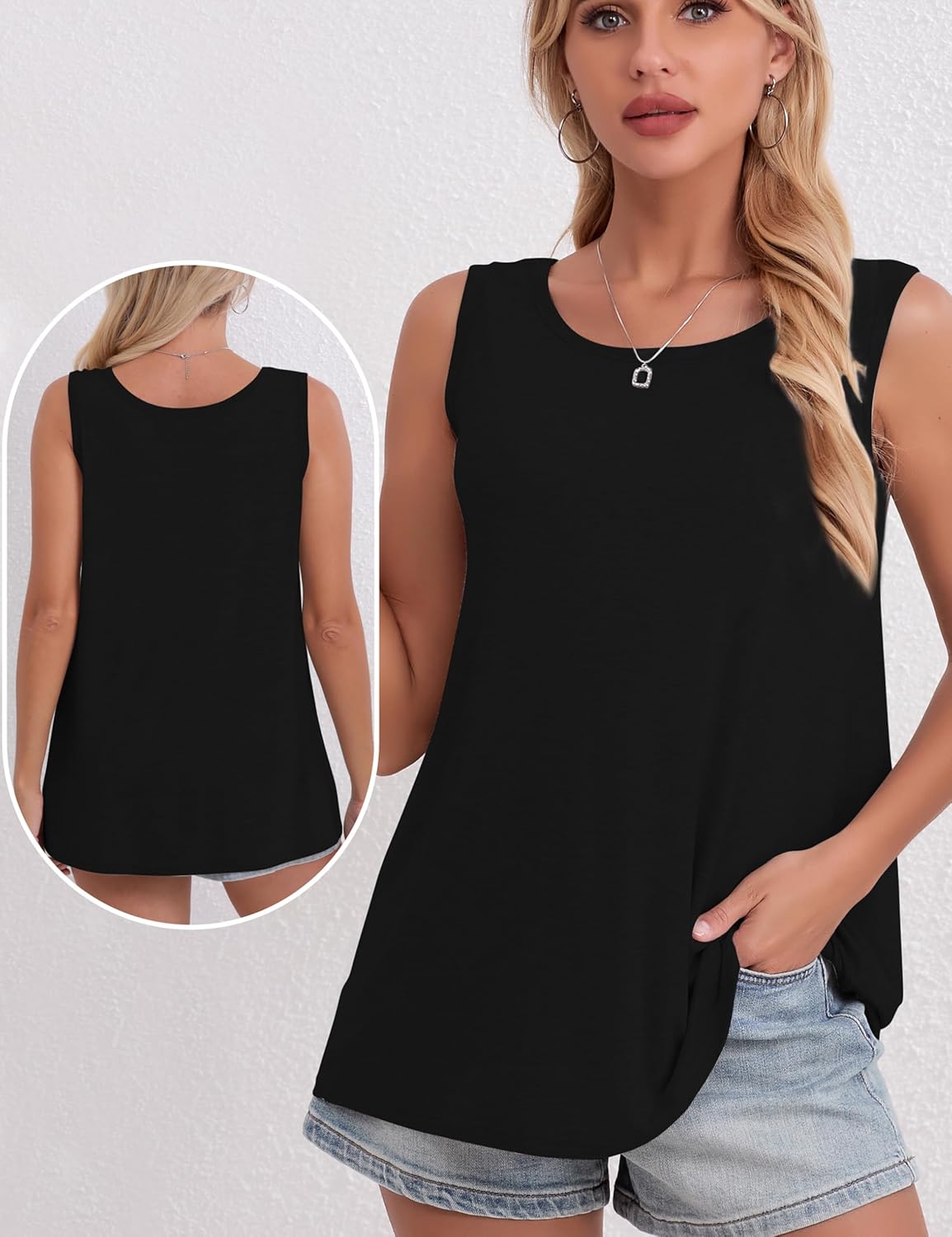 BQTQ 3 Pack Womens Tank Tops Loose Fit Summer Scoop Neck Tops Sleeveless Shirts - Image 3