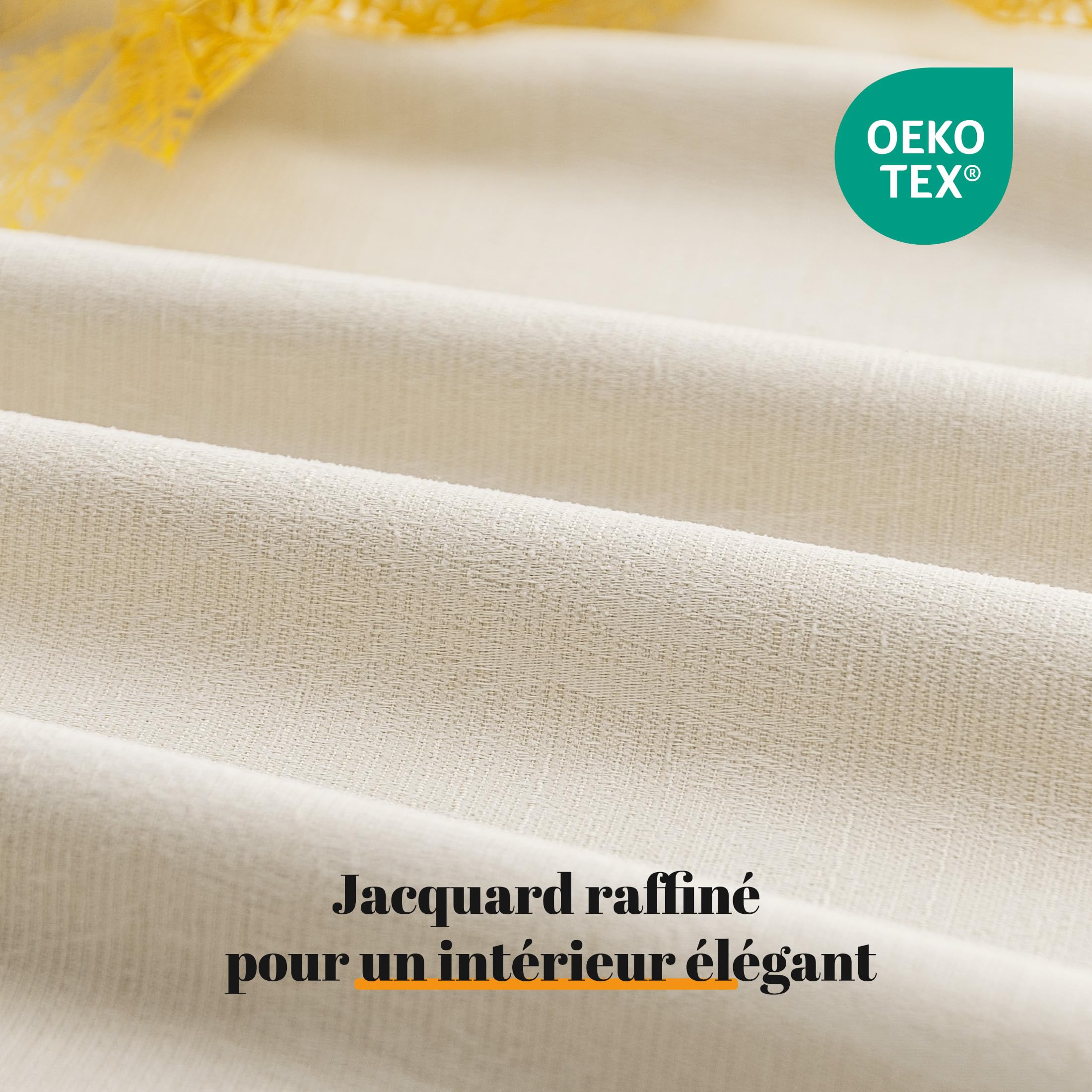 Sonive Rideaux Occultants 100%, Lot de 2 avec Œillets, H300 x L145cm | Rideaux Jacquard Thermiques pour Chambre, Salon Beige