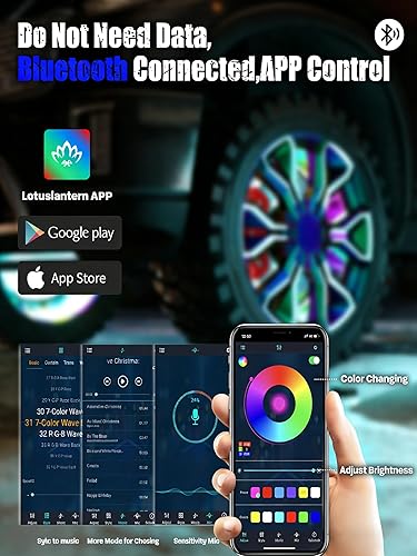 Miniatura 16 de SUNPIE Luces de rueda para camión de color de ensueño para automóviles con gran angular para SUV con llanta de neumáticos de 17 pulgadas y 18