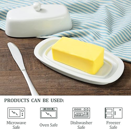 Miniatura 3 de Yedio Mantequillera de porcelana con tapa blanca y turquesa