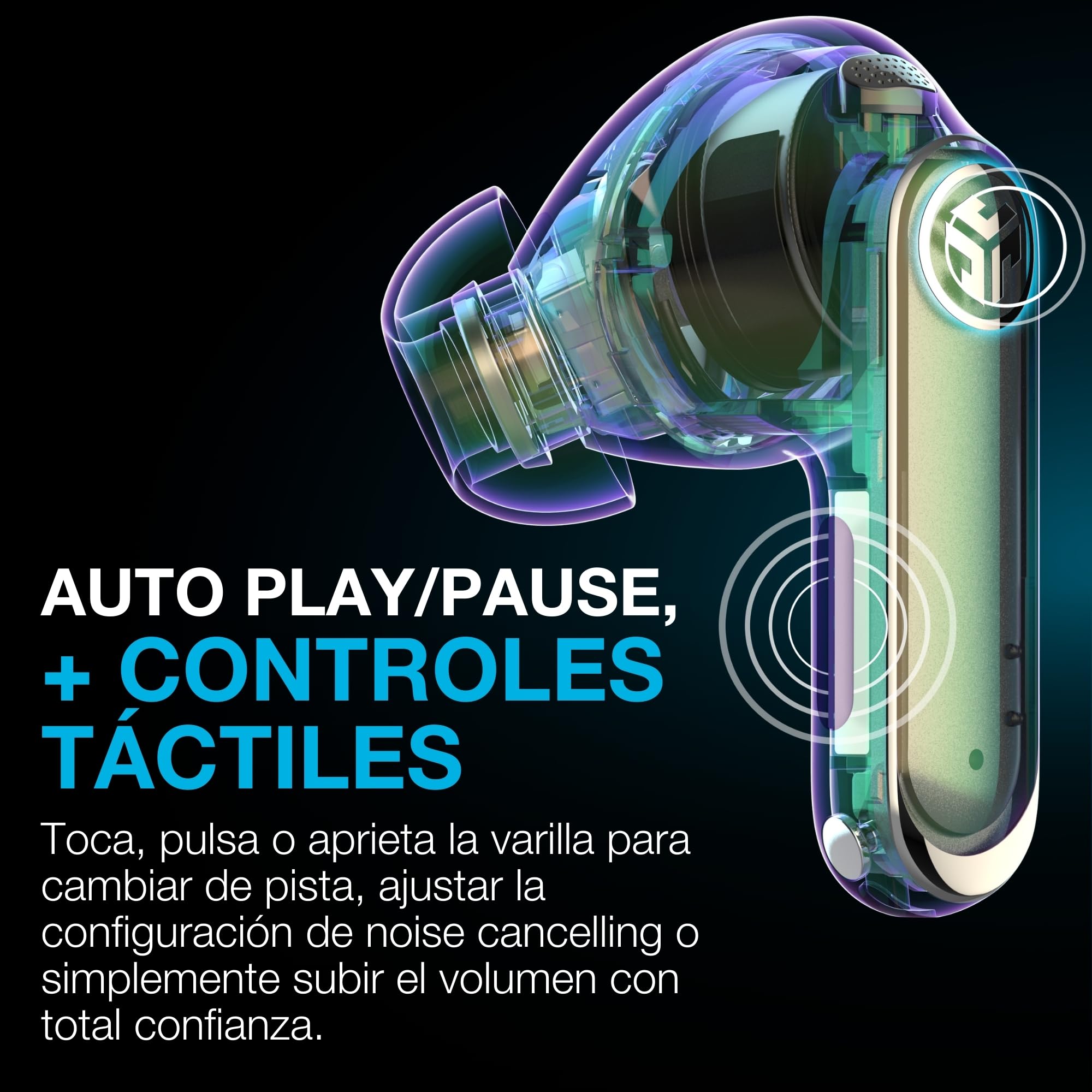 JLab Epic Pods ANC Auriculares Bluetooth Inalámbricos In-Ear - 60h, Negro | Cancelación Activa de Ruido, Audio Hi-Res, IP55, Audio Personalizable, Multipunto, Llamadas Claras