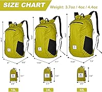 Vista 14 de Mochila 4Monster de excursionismo, de día, resistente al agua, ligera, plegable, para viajes, campamento, exteriores