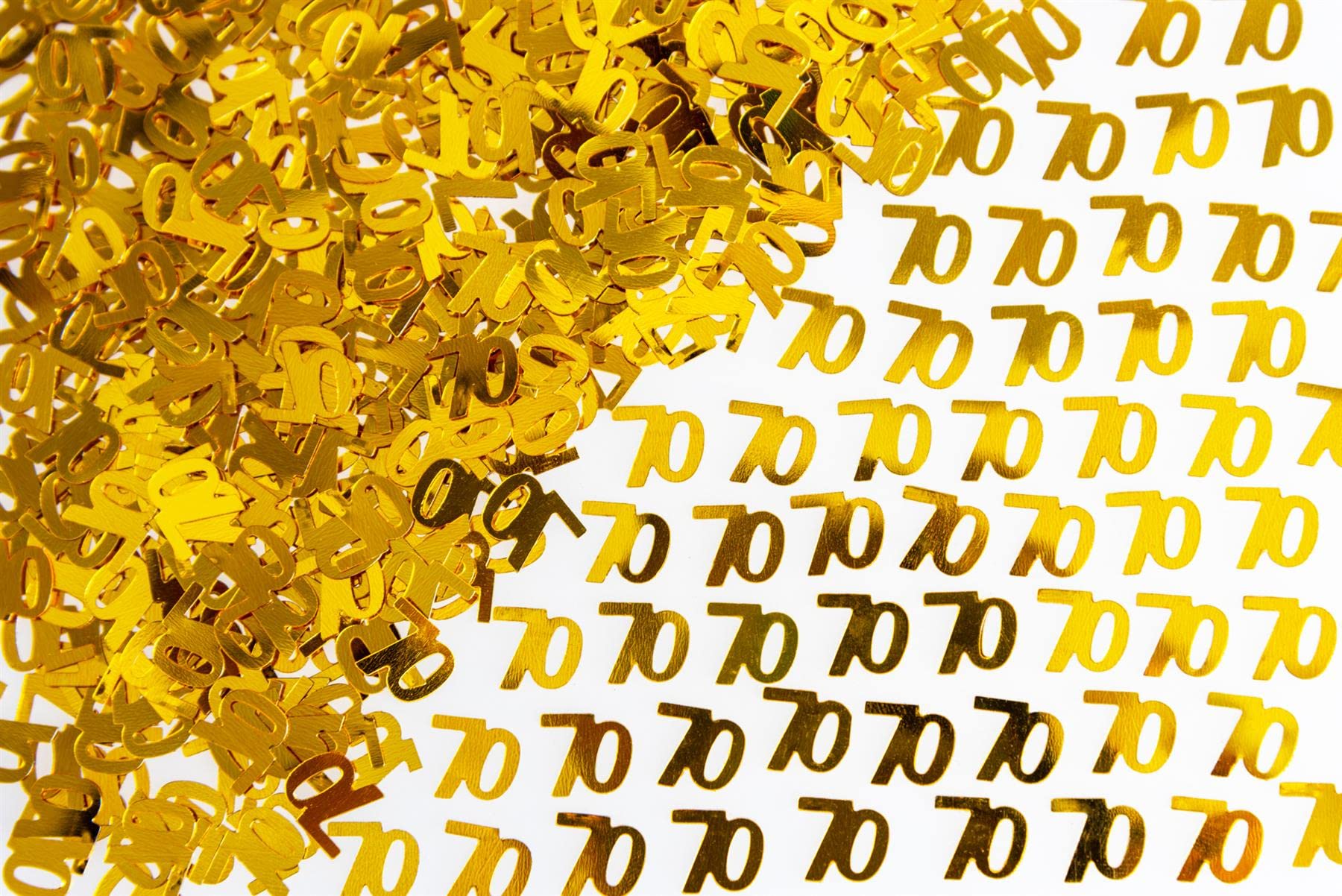 SHATCHI 28g Gold 70th Birthday Confetti Foil Metallic Glitz Table Scatter Sprinkles Age Bday Party Decorations, 12mm
