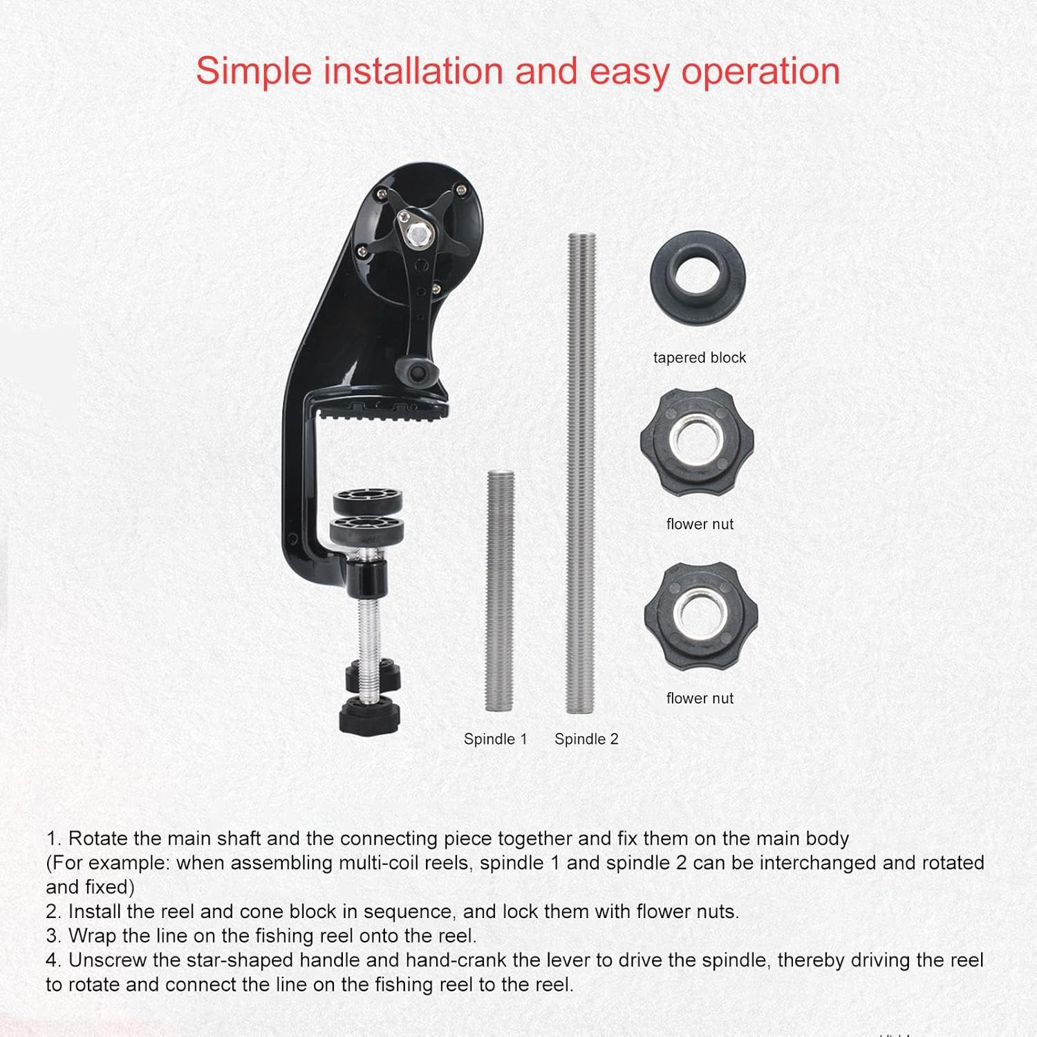 Line Winding Station – Handheld Adjustable Loader, Stable Clamp Structure, Precision Rotation Mechanism, Travel Ready Design | Tackle Accessory for Casting Gear Maintenance Home Dock Outdoor Use