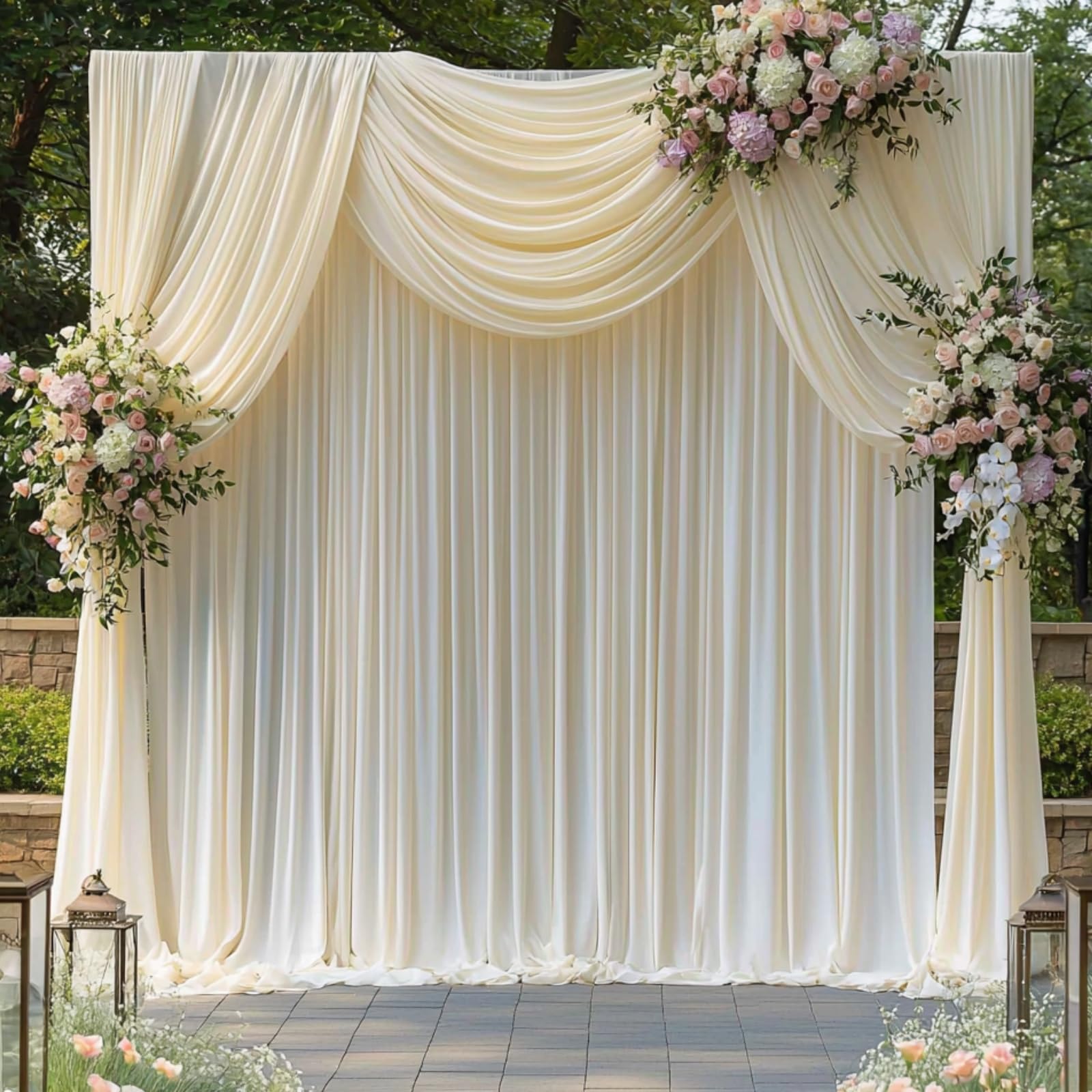 20ftx14ft Ivory Backdrop Curtains for Wedding-Wrinkle Free Backdrops Curtain Drapes Fabric Decorations Photo Back Drop Cloth for Baby Shower