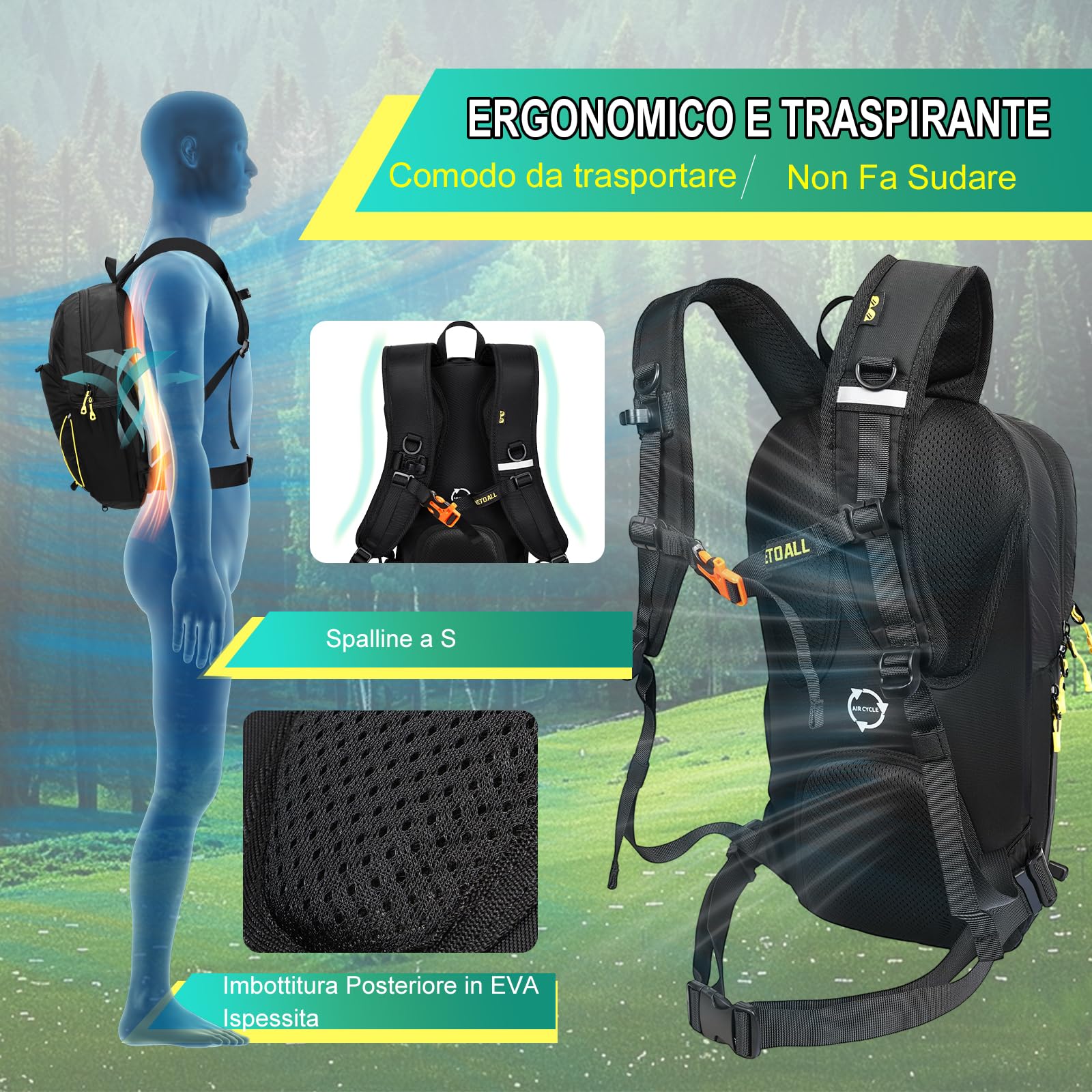 Zaino Antifurto per Bici da Uomo, Zaino da Escursionismo Donna Piccolo 12L, Zaini MTB con Cintura Rimovibile per Ciclismo, Viaggi Giornalieri, Pendolarismo