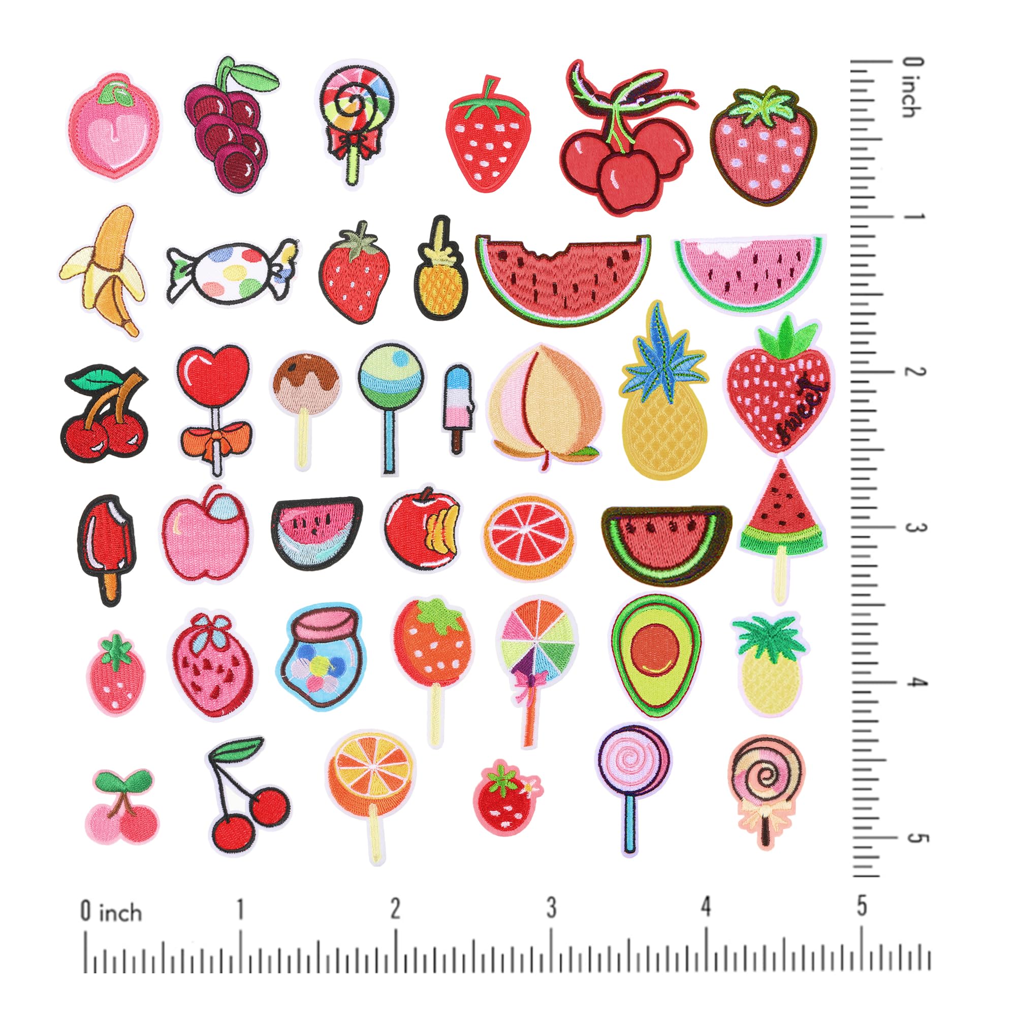 Set 40 Toppe Termoadesive Per Bambini - Motivi Frutta - Per Jeans, Cappelli, Borse - copertina