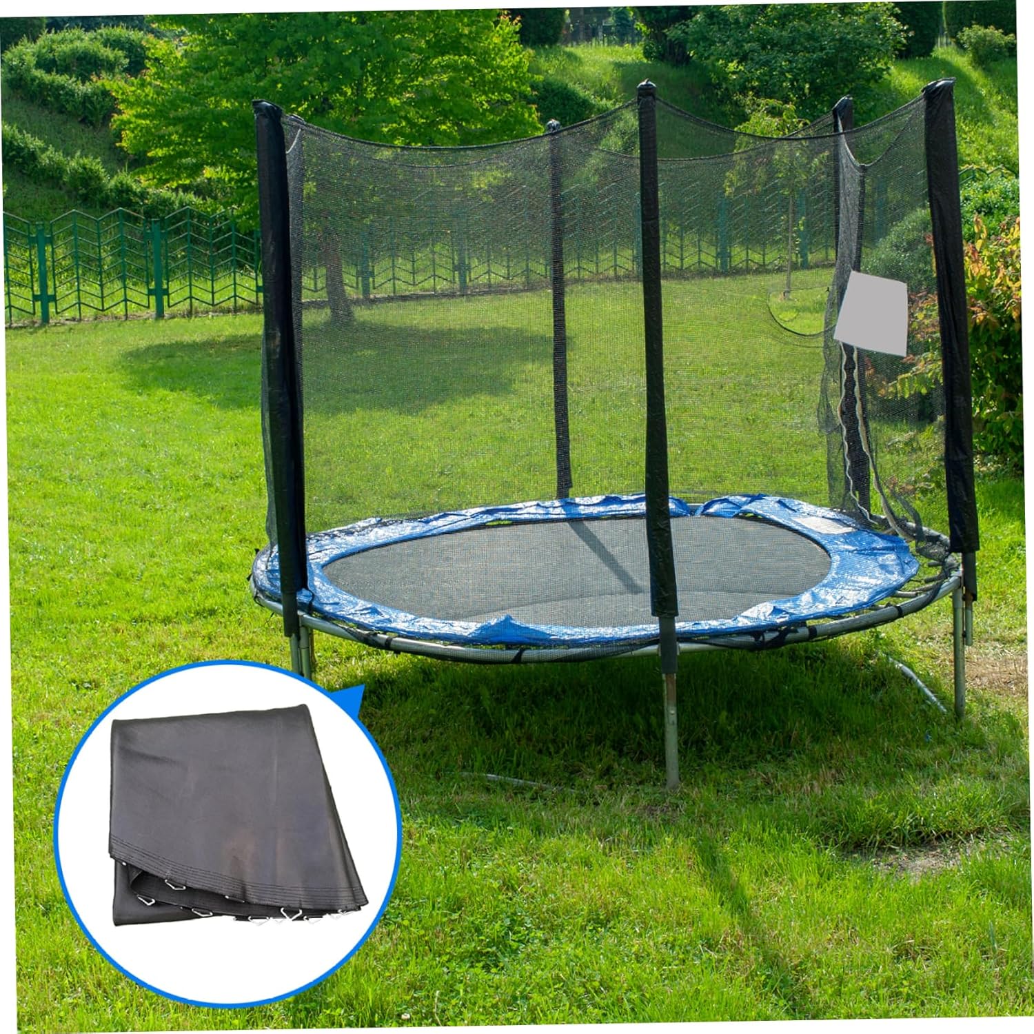 Trampoline Mat with 72 Triangular Buckle PP High Elasticity UV & Water Resistant Round 12 Ft Trampoline Pad Replacement for Outdoor, Only Mat Replacement