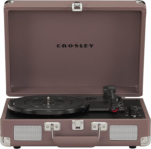 Crosley - Tocadiscos vintage CR8005F-PS Cruiser Plus de 3 velocidades con Bluetooth, tipo maletín (morado ceniza)
