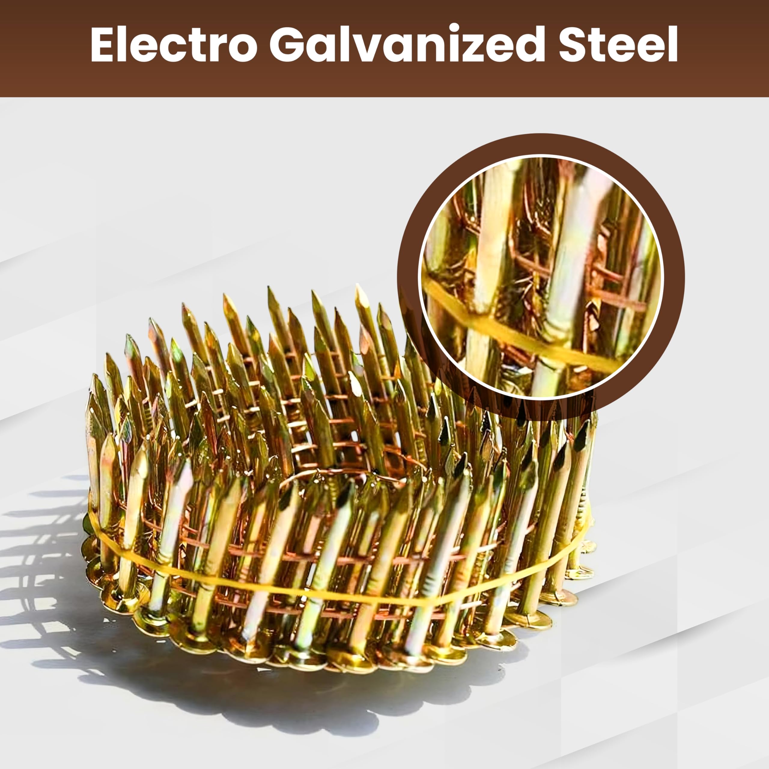 Clavos de techo de bobina de 1-1/4 pulgadas x 0.120 electro galvanizados, 15 grados - 3600 piezas (120 piezas por bobina, 30 bobinas por caja) - DHCRN-114.120-3600
