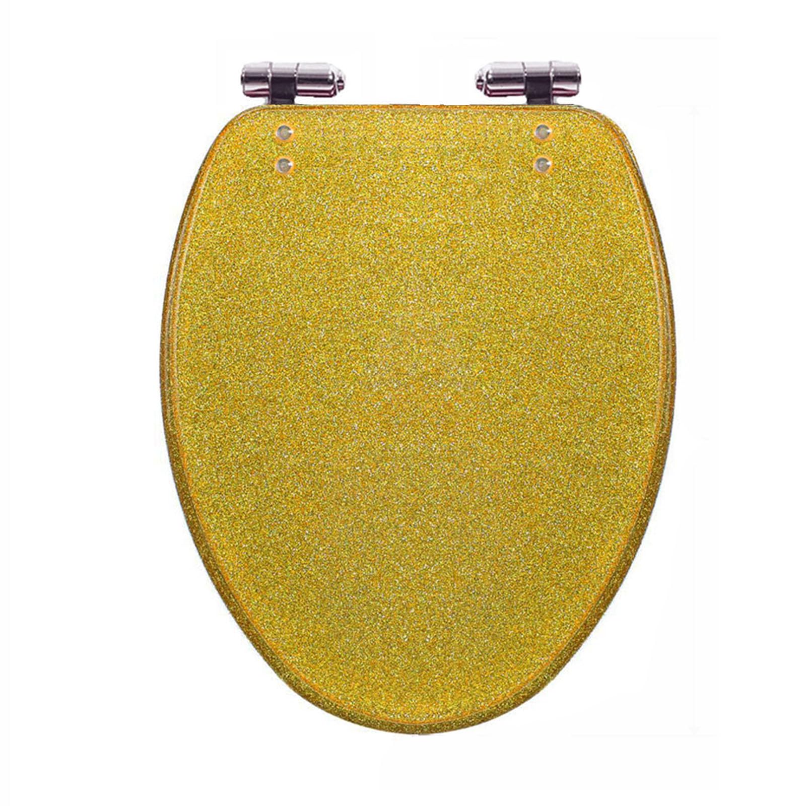 Elongated Toilet seat Glitter Pink Resin Soft Close with 360adjustable Hinges, Easy to Install and Clean, Resin, Glitter, Pink, seat, Soft, Toilet, Close, Elongated