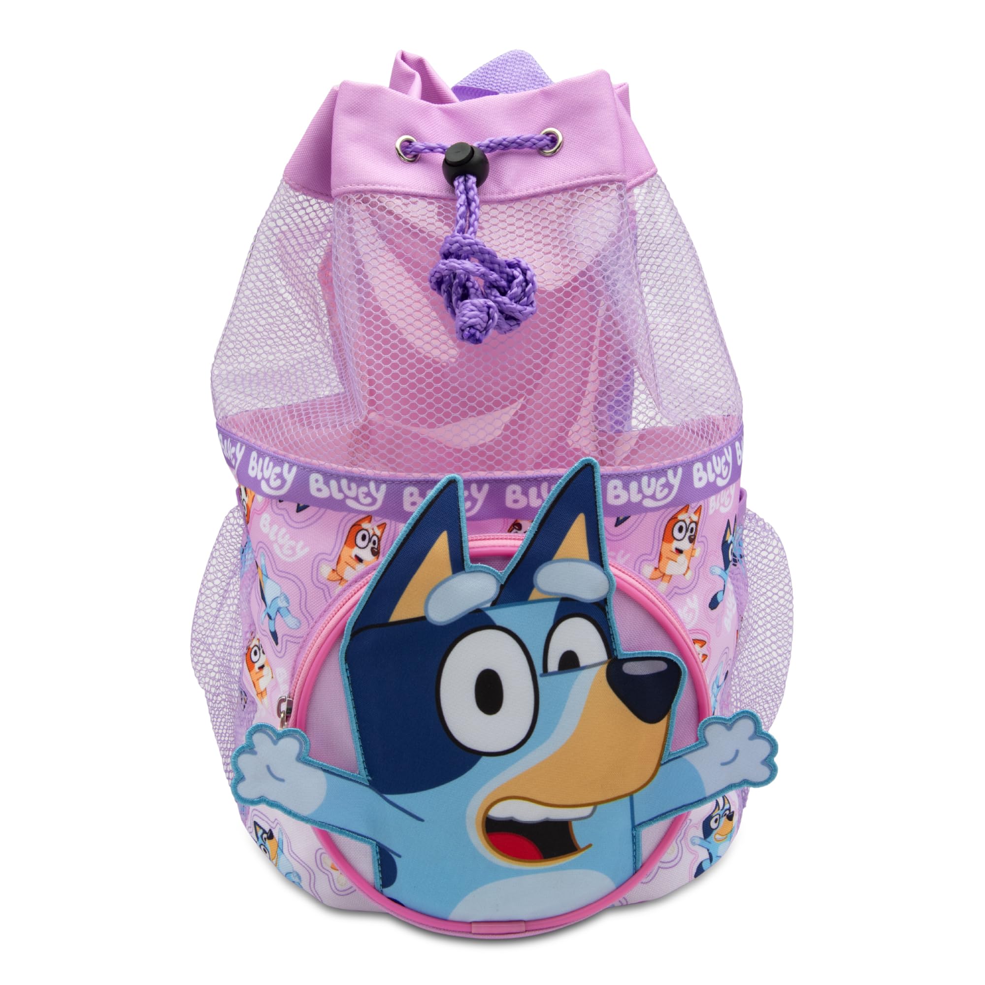 Bluey Unisex Kids Pink Swimming Bag Kids Childrens Beach Pool Swim Drawstring Backpack For Boys Or Girls