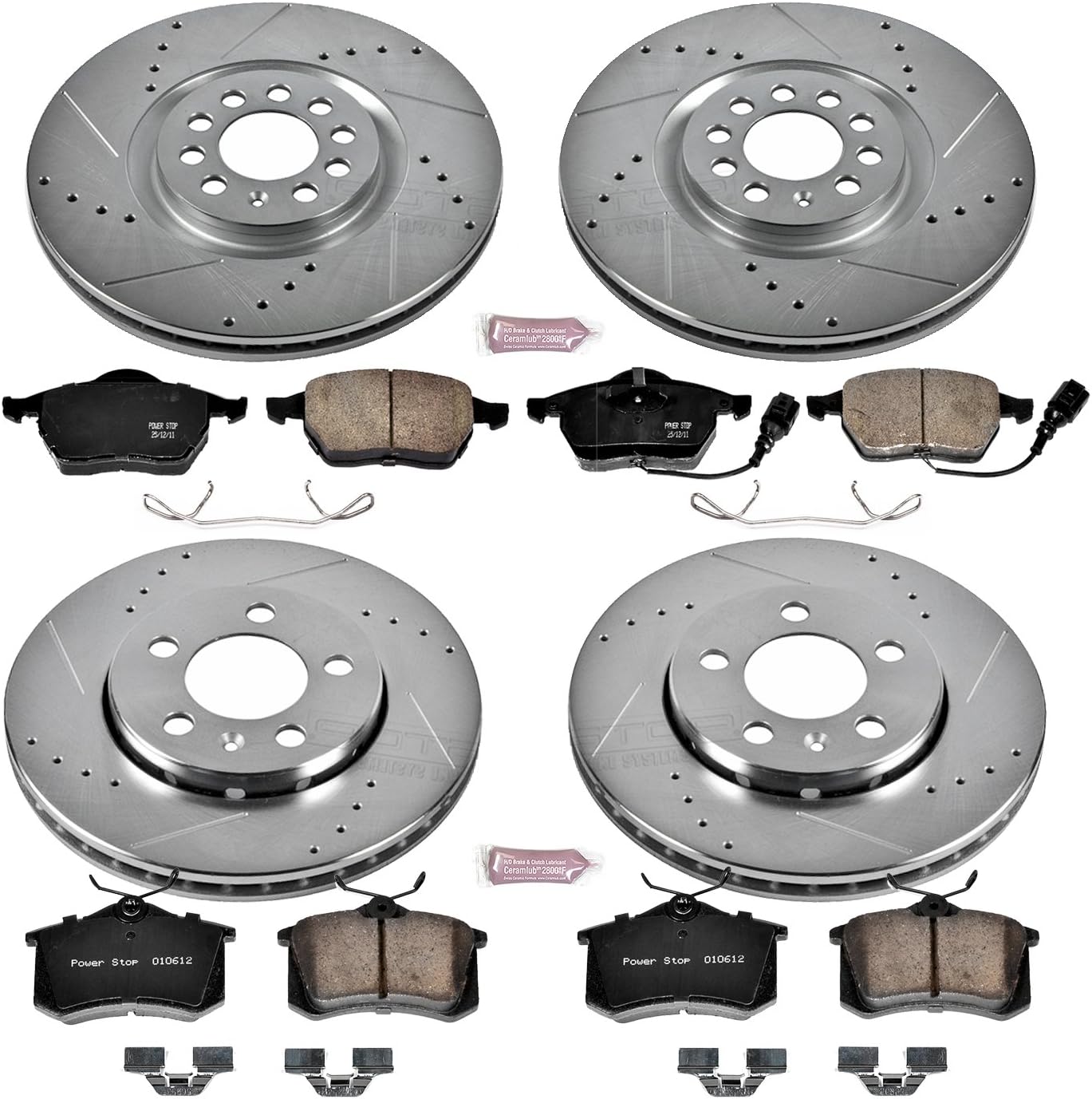 Exсluѕіvе Sресіаl Power Stop K916 Front and Rear Z23 Carbon Fiber Brake Pads with Drilled & Slotted Brake Rotors Kit