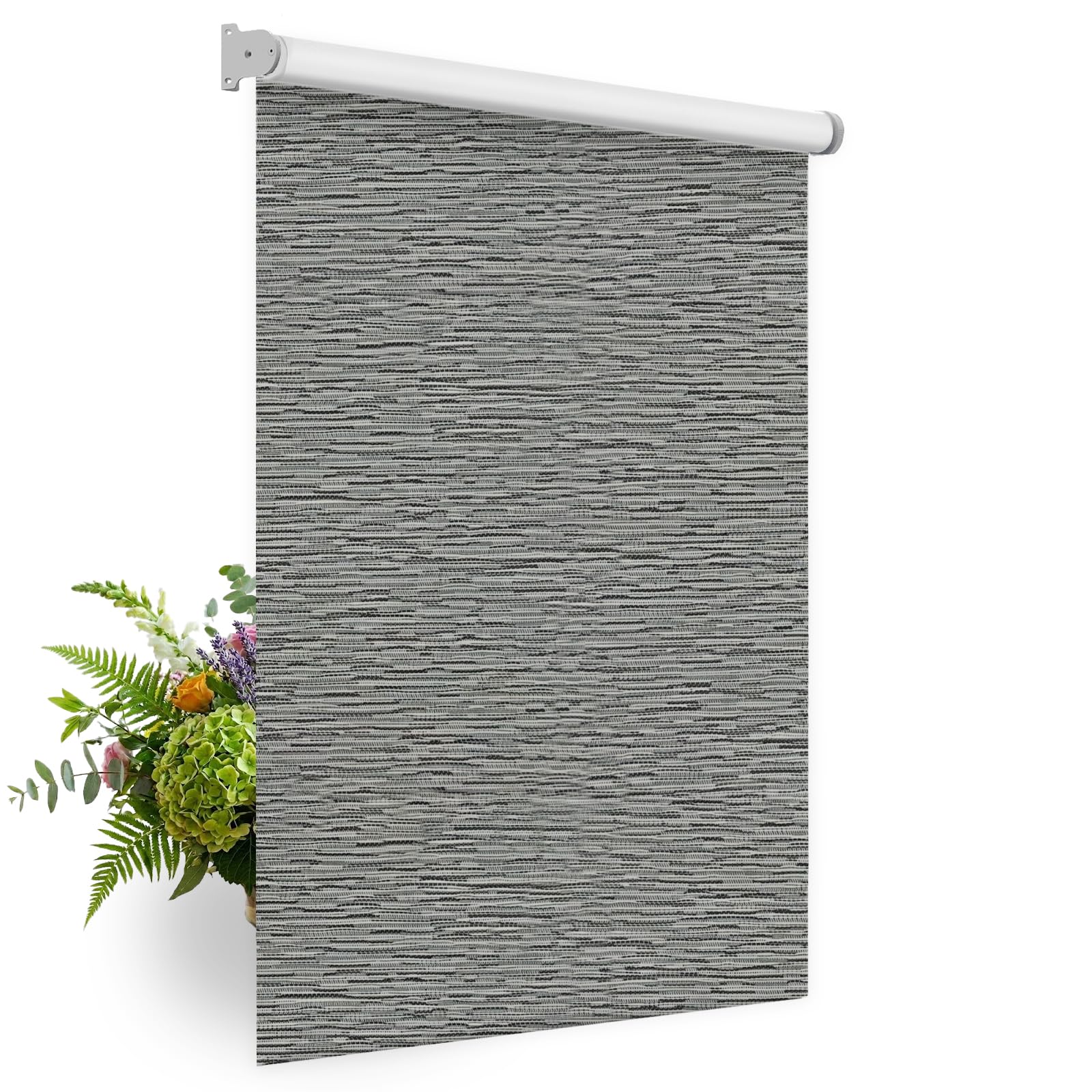 HILADUO Custom Motorized Blackout Roller Shades – Smart Electric Blinds Work with Apple Home, Alexa & Google Home – 100% Light Blocking Thermal for Bedroom (20"-105" Width)