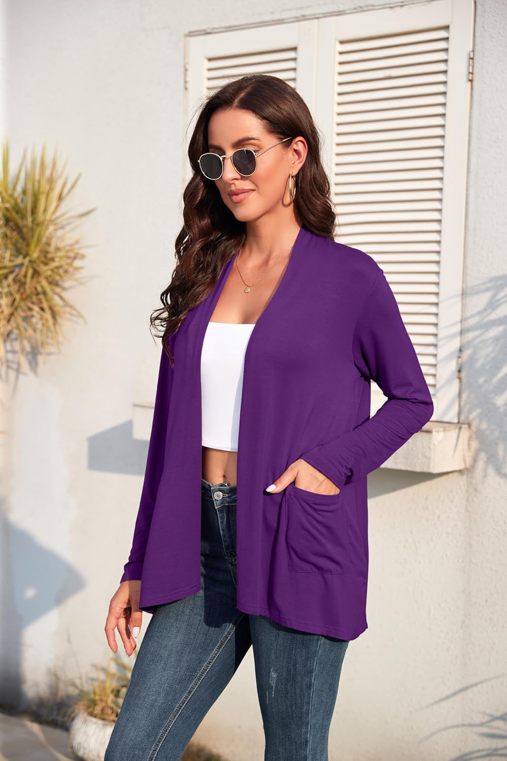 TASAMO Women's Casual Lightweight Cardigan Long Sleeve Open Front with Pockets Cozy Soft Knitted Drape Fall Flowy Cardigan - Image 3