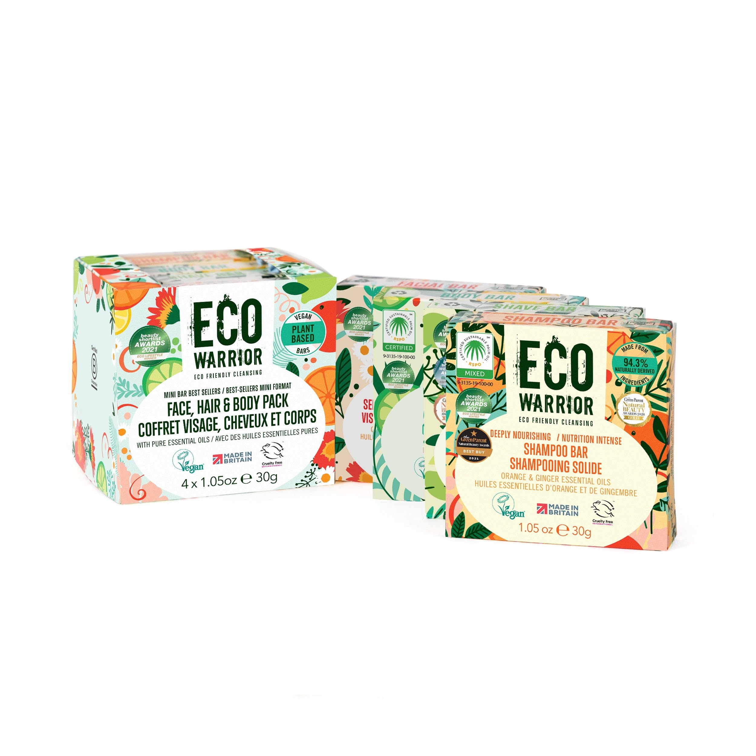 Eco Warrior Mini Soap Gift Set - Vegan, Cruelty Free, No SLS or Parabens, Little Soap Company Gift For Her, Organic Body & Hand Soap Bars 4 x 30g